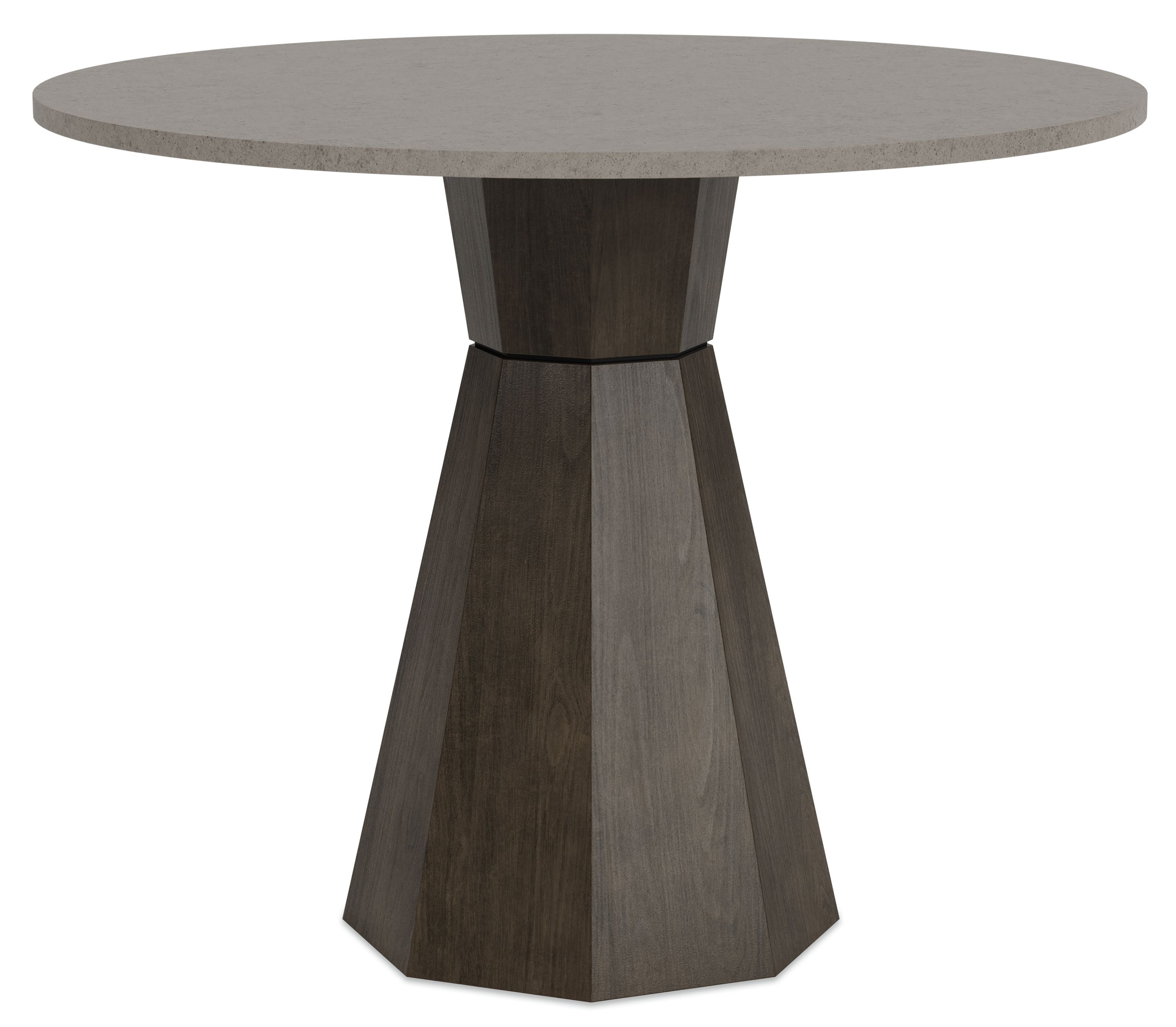 Glover 36 diam Round Table w/Fog Composite Quartz Top and Charcoal Base
