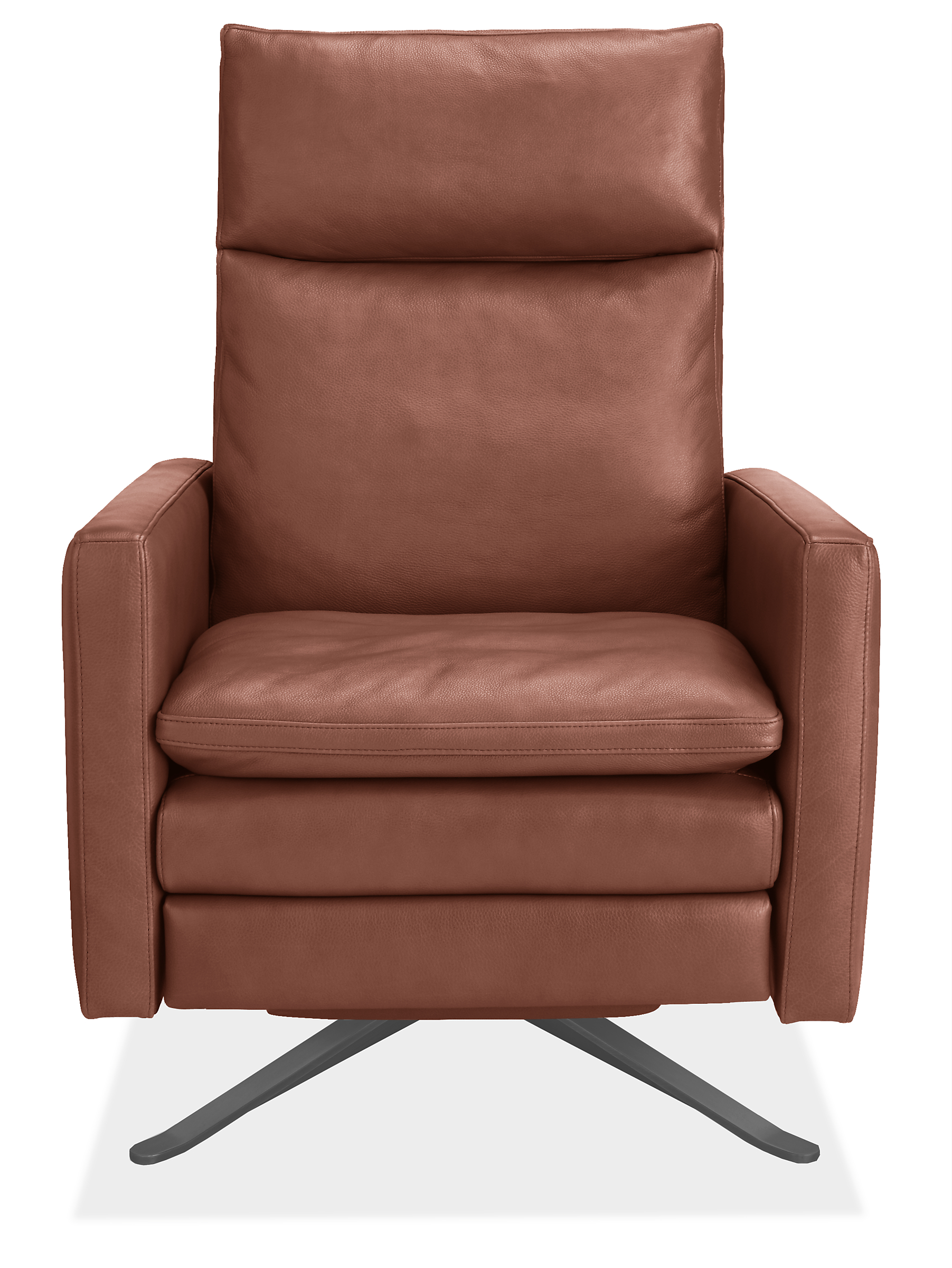 Isaac Power Recliner Thin-Arm in Urbino Terracotta Leather with Swivel Base