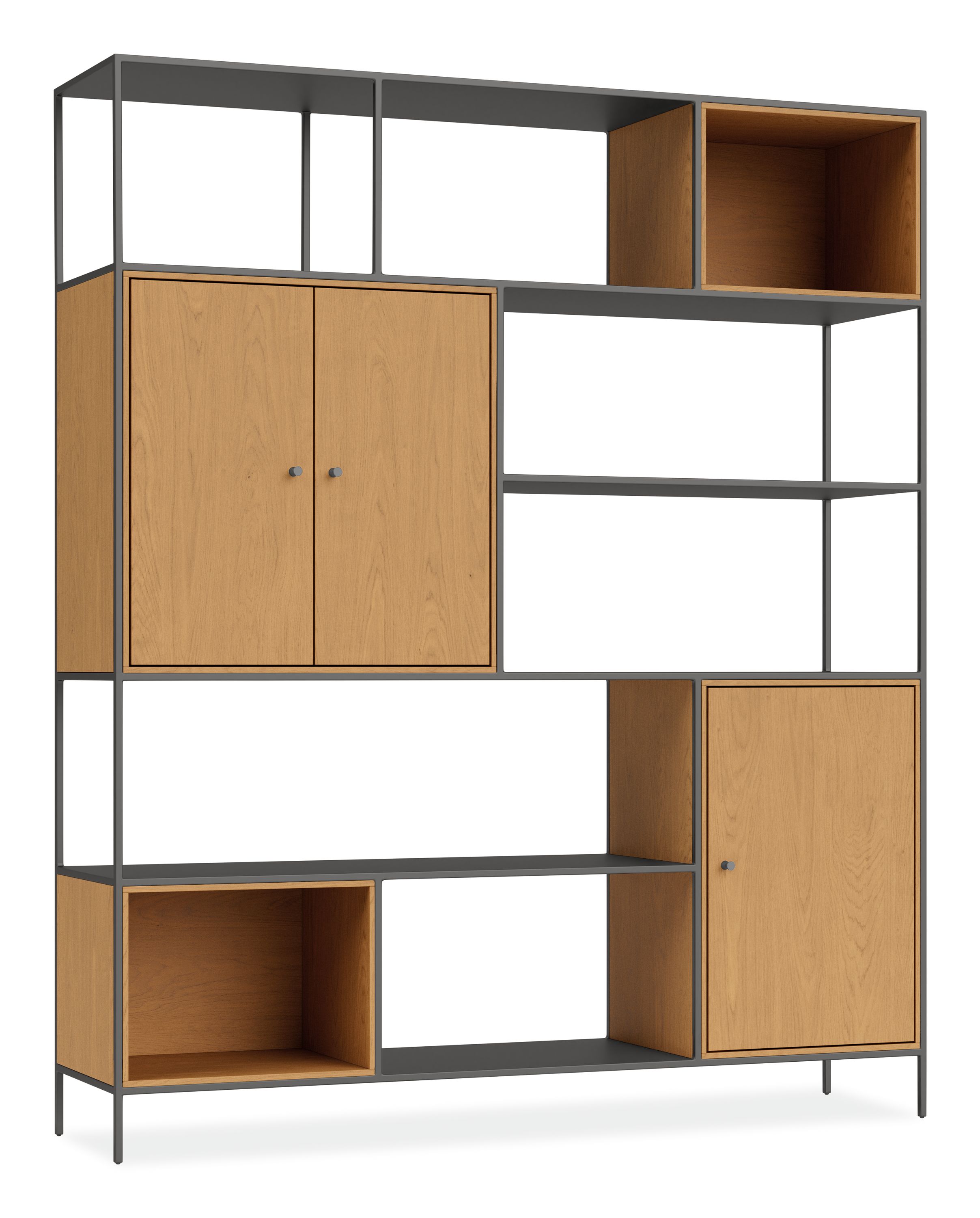 Foshay 60w 15d 72h Bookcase with Tall Door in Natural Steel w/White Oak Inserts