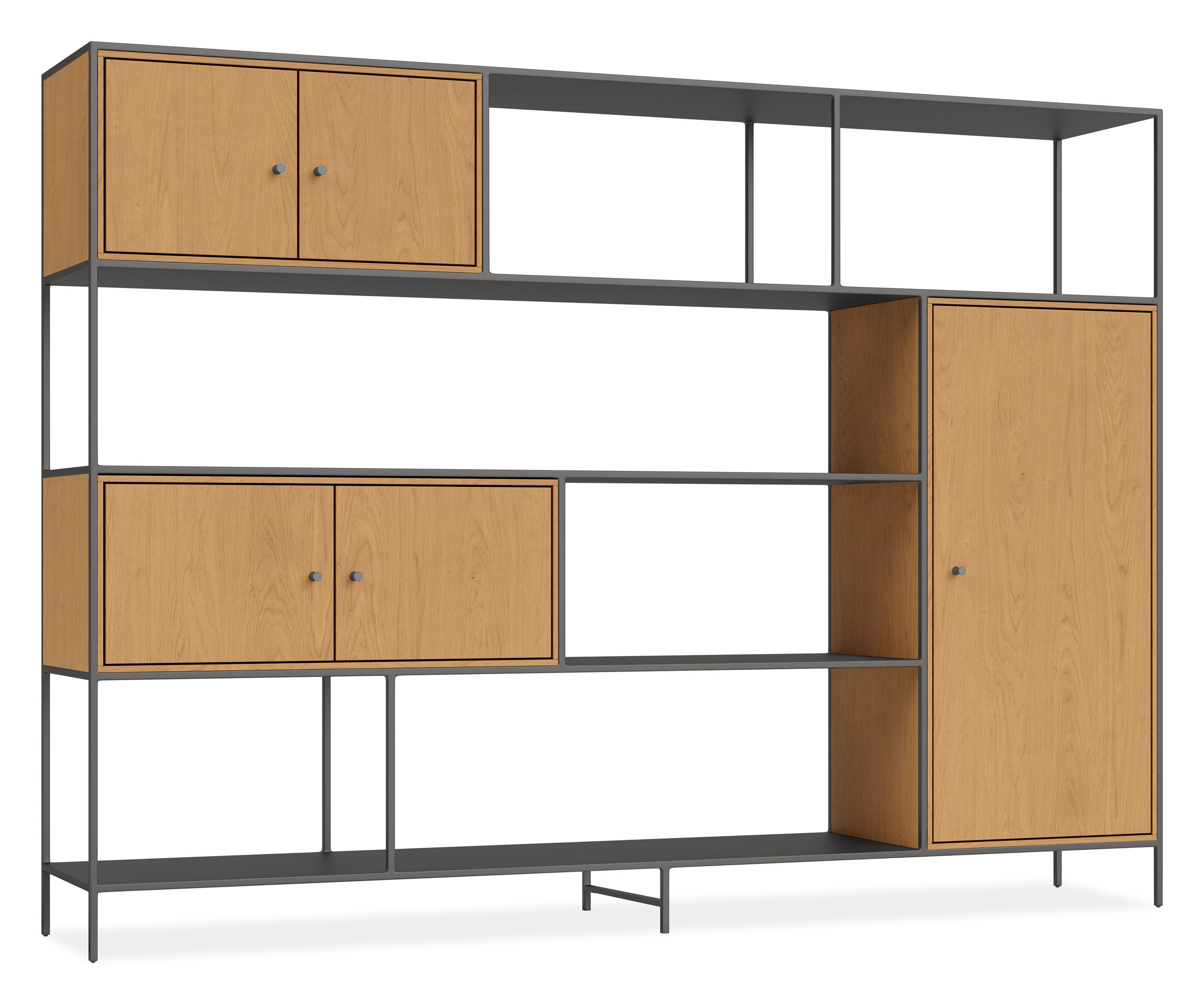Foshay 80w 15d 58.75h Bookcase in Natural Steel w/White Oak Inserts