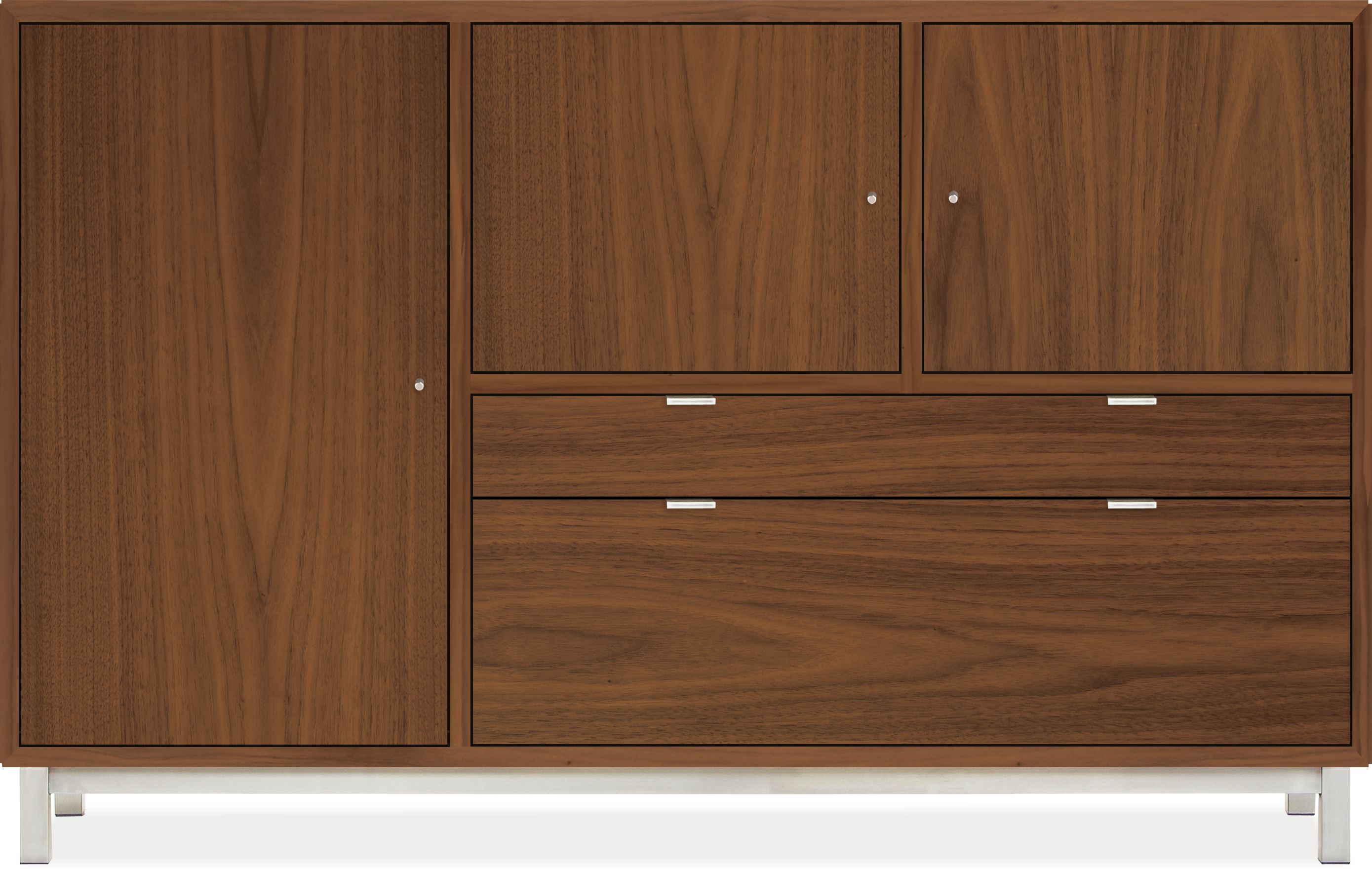 Copenhagen 70w 16d 46h Cabinet in Walnut w/Stainless Steel Base