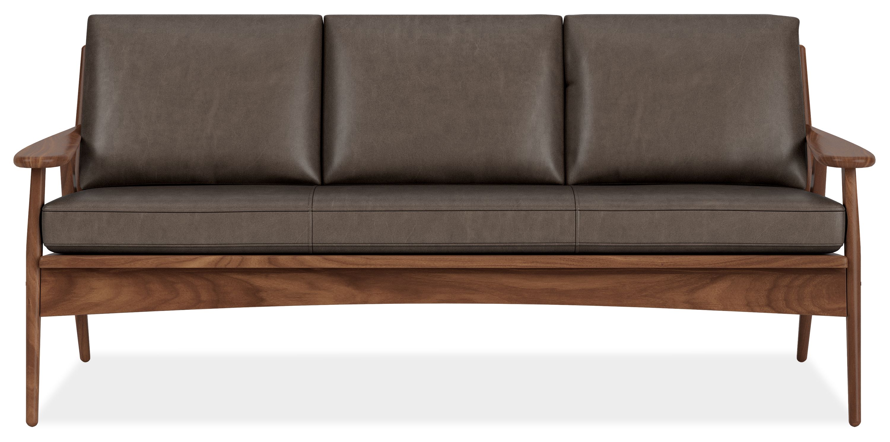 Ericson 74" Sofa in Cyrus Charcoal Leather with Walnut Frame