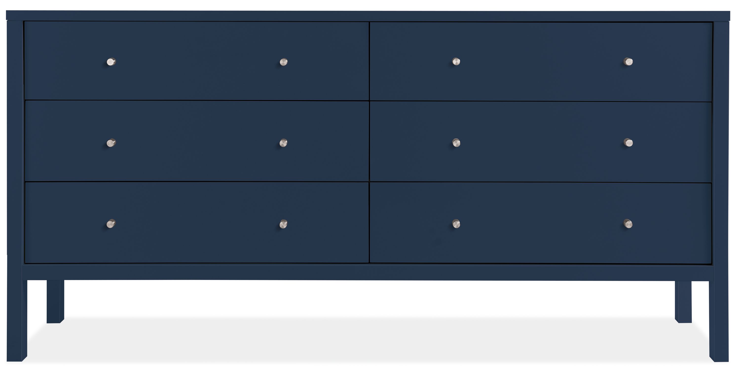 Emerson 72w 18d 35h Six-Drawer Dresser in Navy w/Stainless Steel Knobs