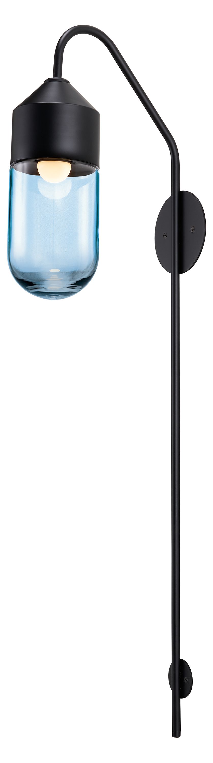 Ballad Long Wall Sconce in Steel Blue Glass