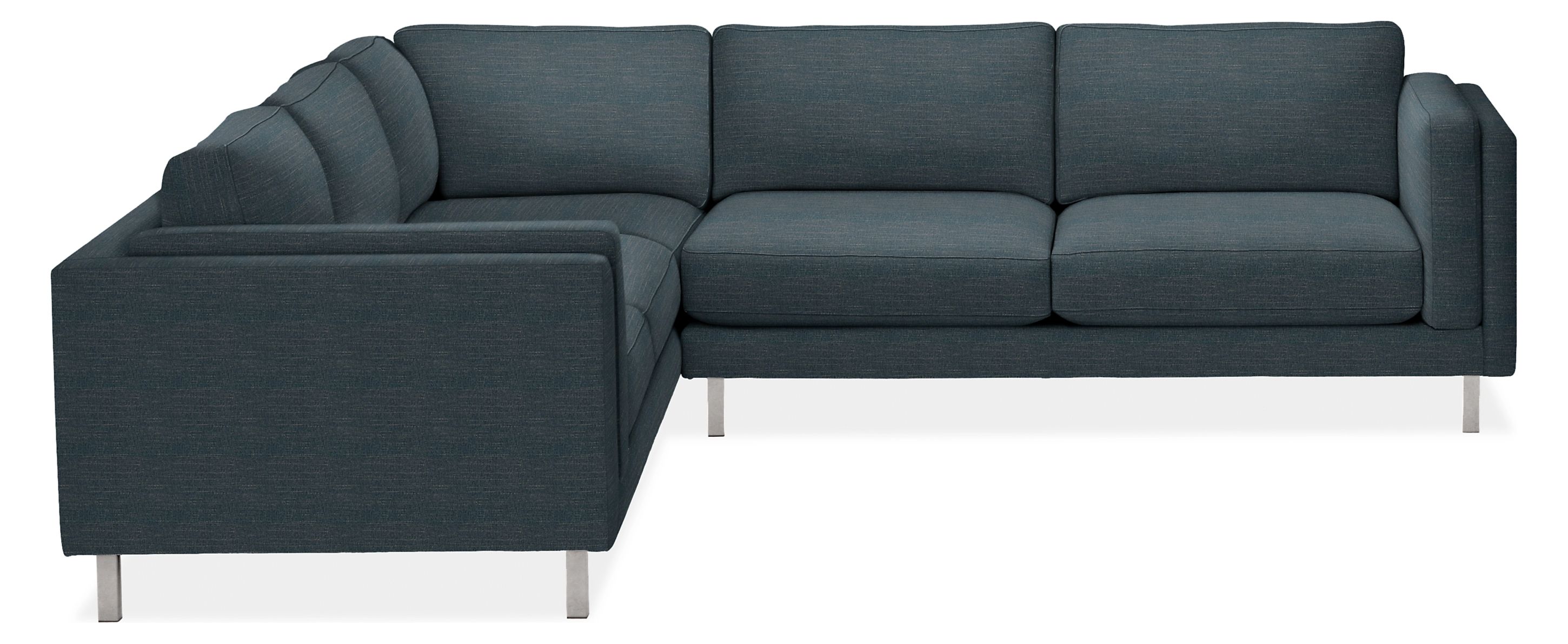Cade 112x112" Three-Piece Sectional in Hawkins Ink with Stainless Steel Legs