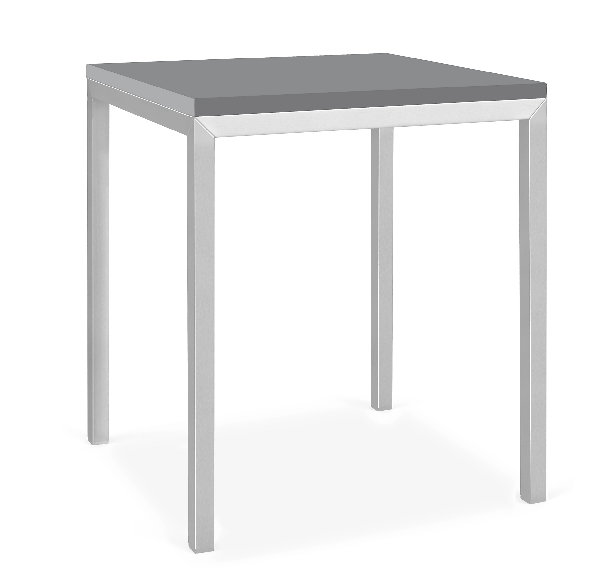 Parsons 30w 20d 24h Outdoor Side Table 1" Leg in SS w/Light Grey HDPE Top