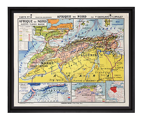 Vintage French School Map - Afrique du Nord