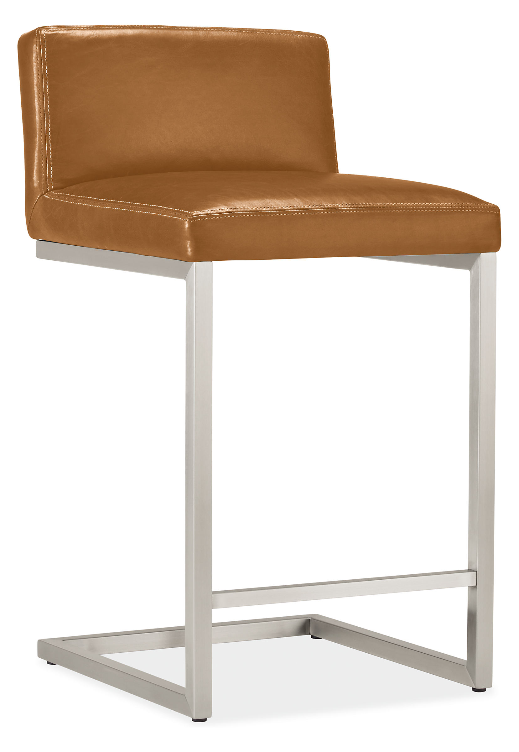 Lira Counter Stool in Portofino Cognac Leather with Stainless Steel