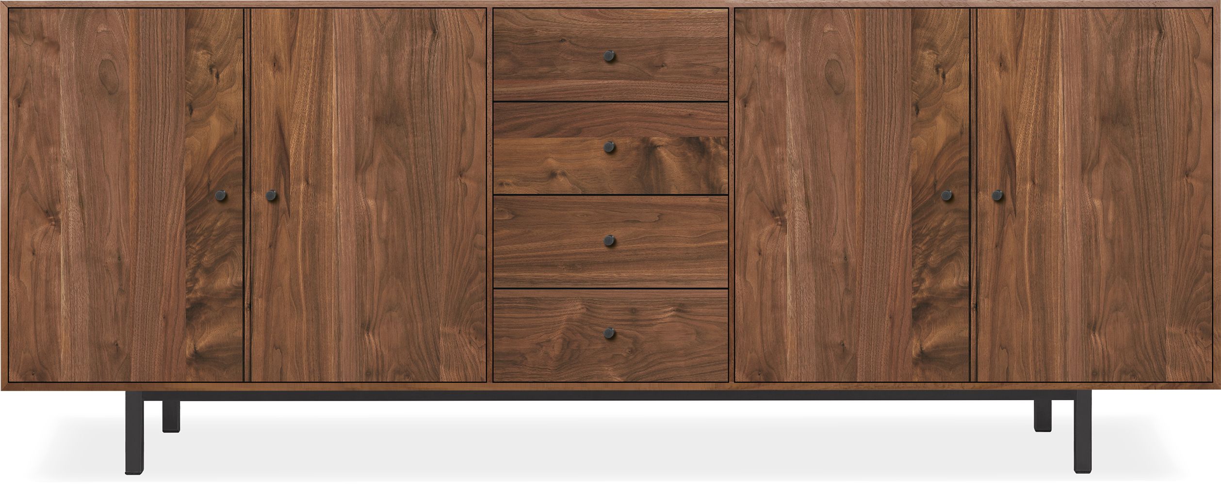 Hudson 82w 24d 32h Cabinet in Walnut with Natural Steel