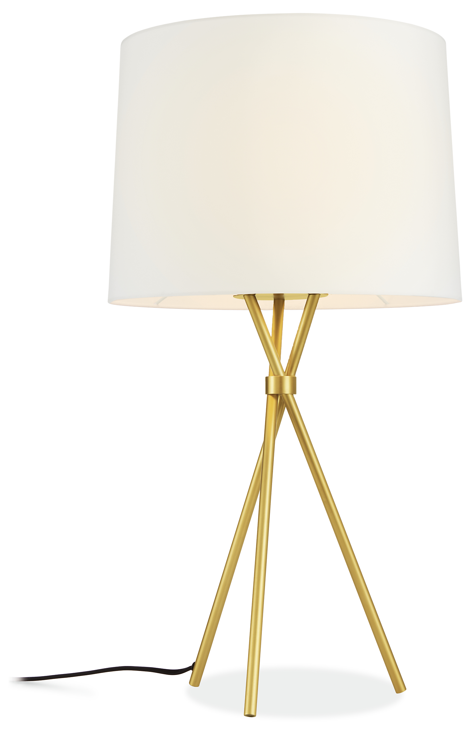 Tri-Plex Table Lamp in White with Satin Brass