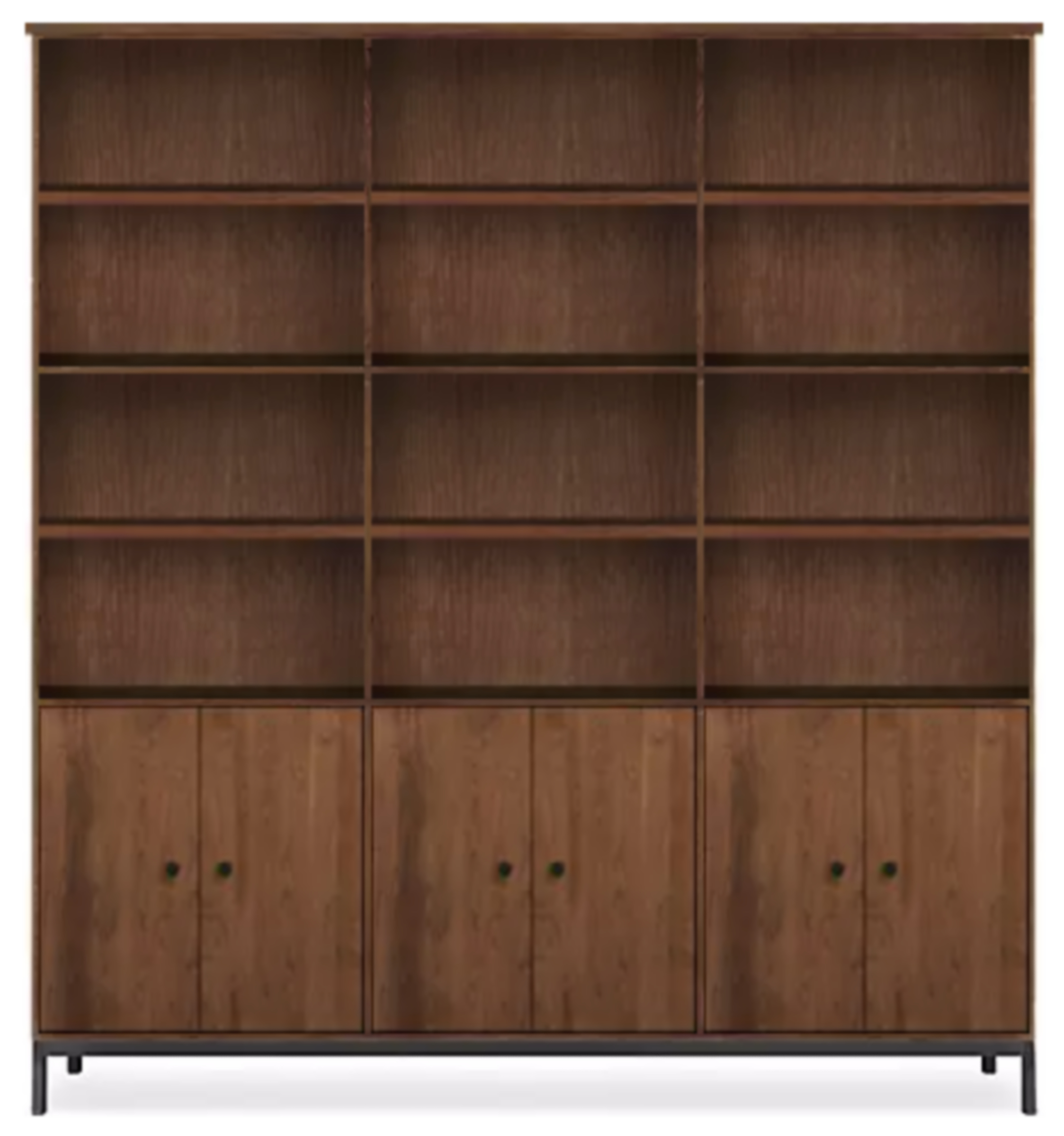 Linear 74w 16d 80h Cabinet in Walnut with Natural Steel