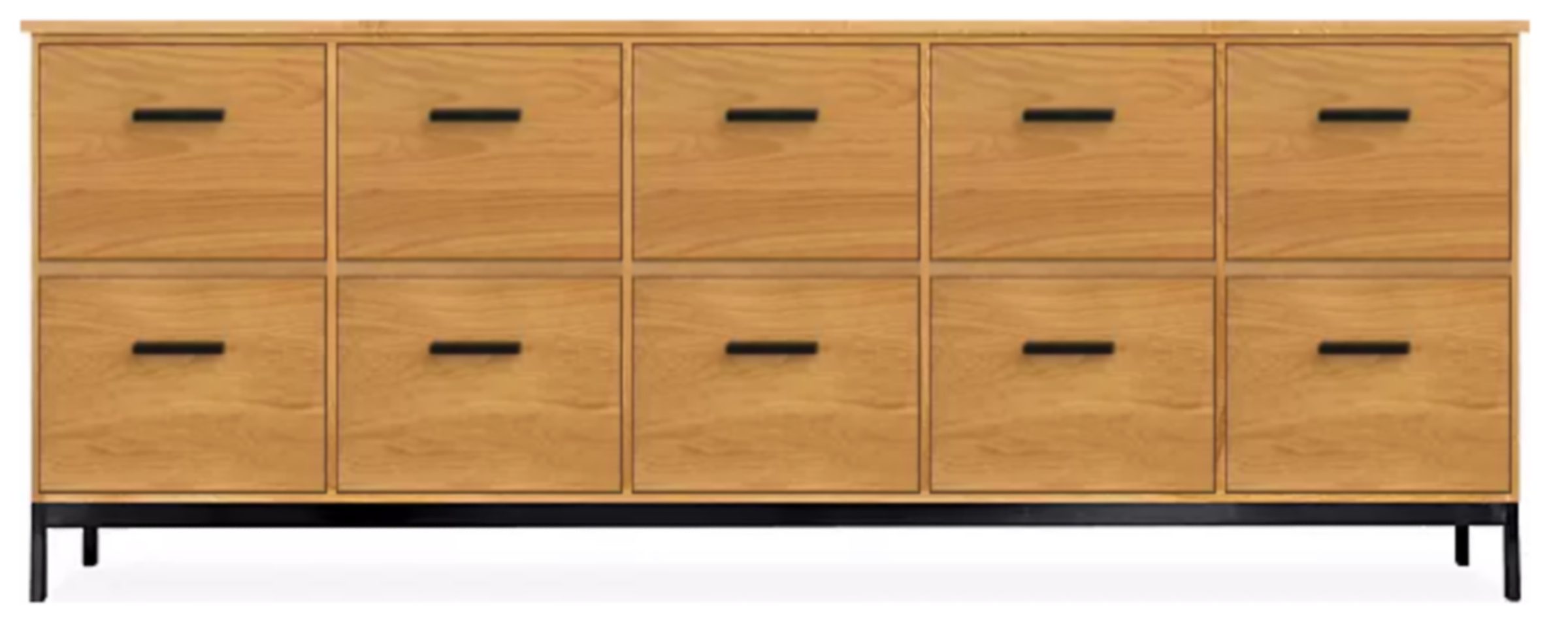 Linear 83w 20d 32h Cabinet in White Oak with Natural Steel
