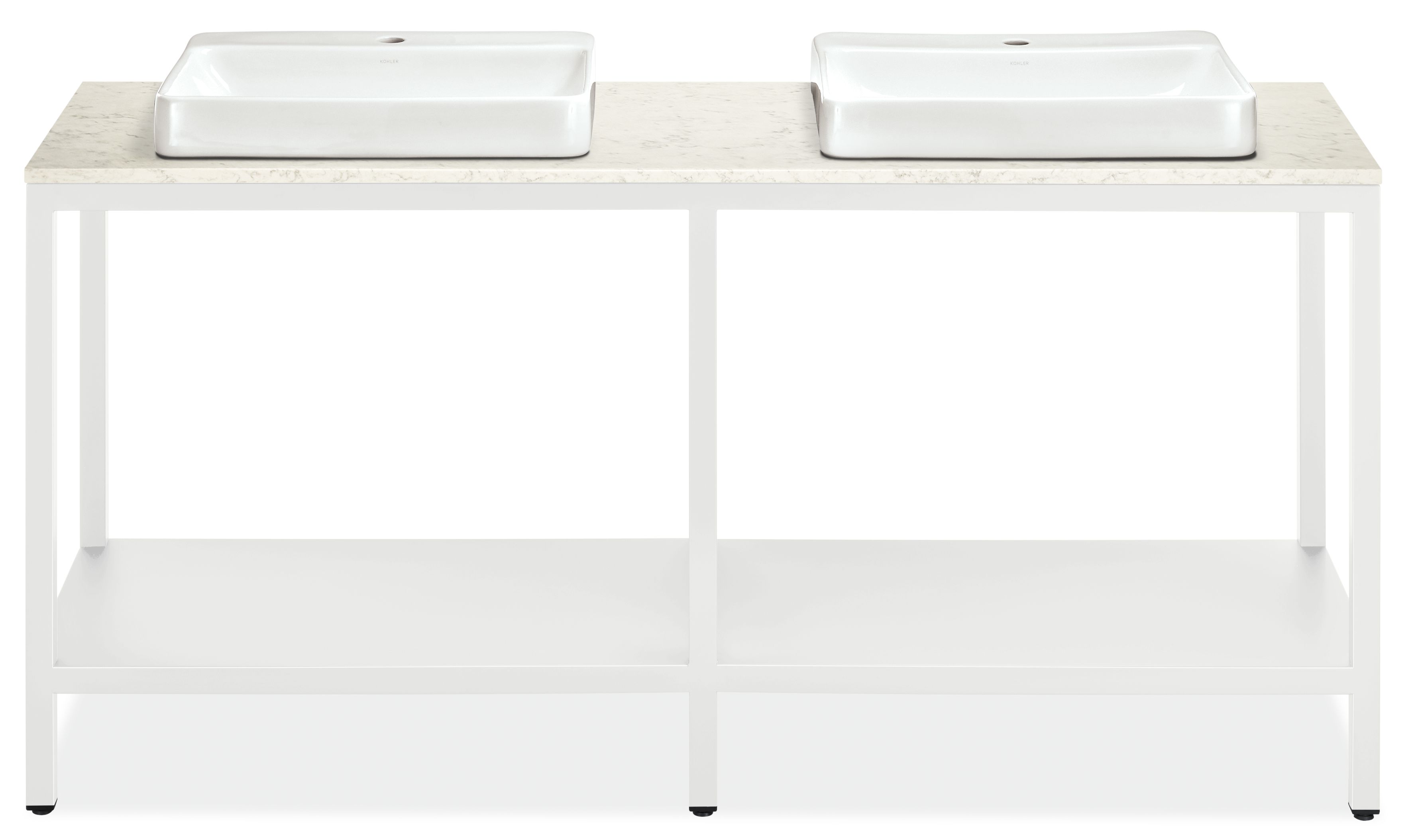 Parsons 72w 21.75d 37.25h Bath Vanity in WHT w/MBLD WHT Top & 1-HL Vessel Sinks