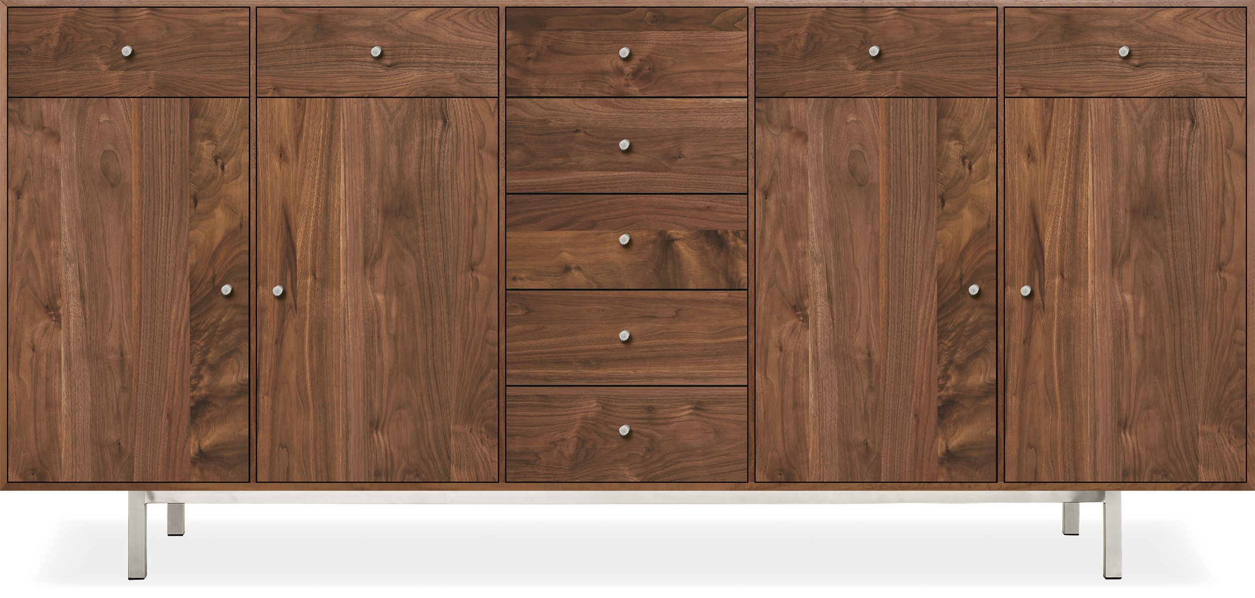 Hudson 82w 16d 38h Cabinet in Walnut with Stainless Steel