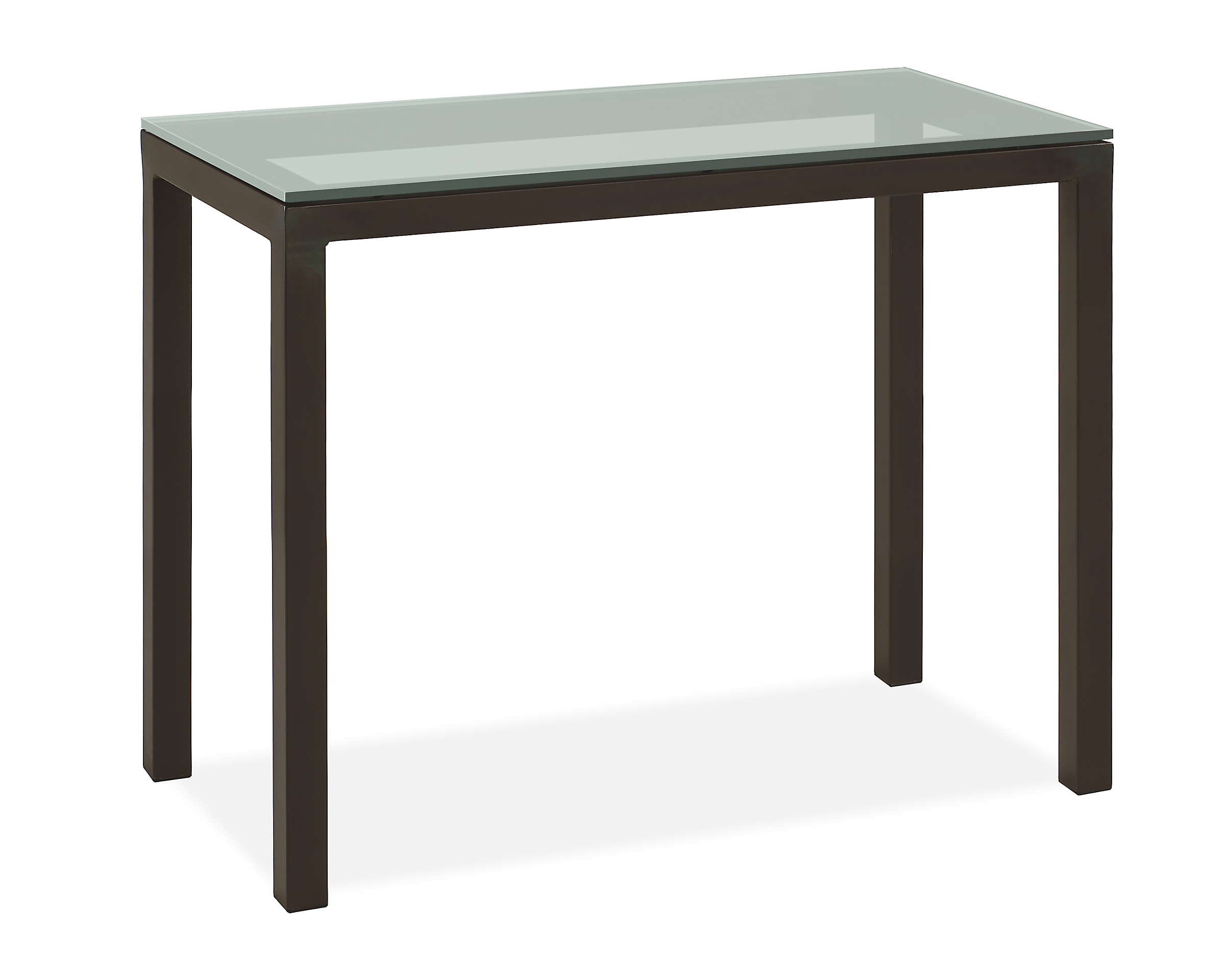 Parsons 36w 16d 29h Console Table in 2" Natural Steel w/Satin Etched Glass