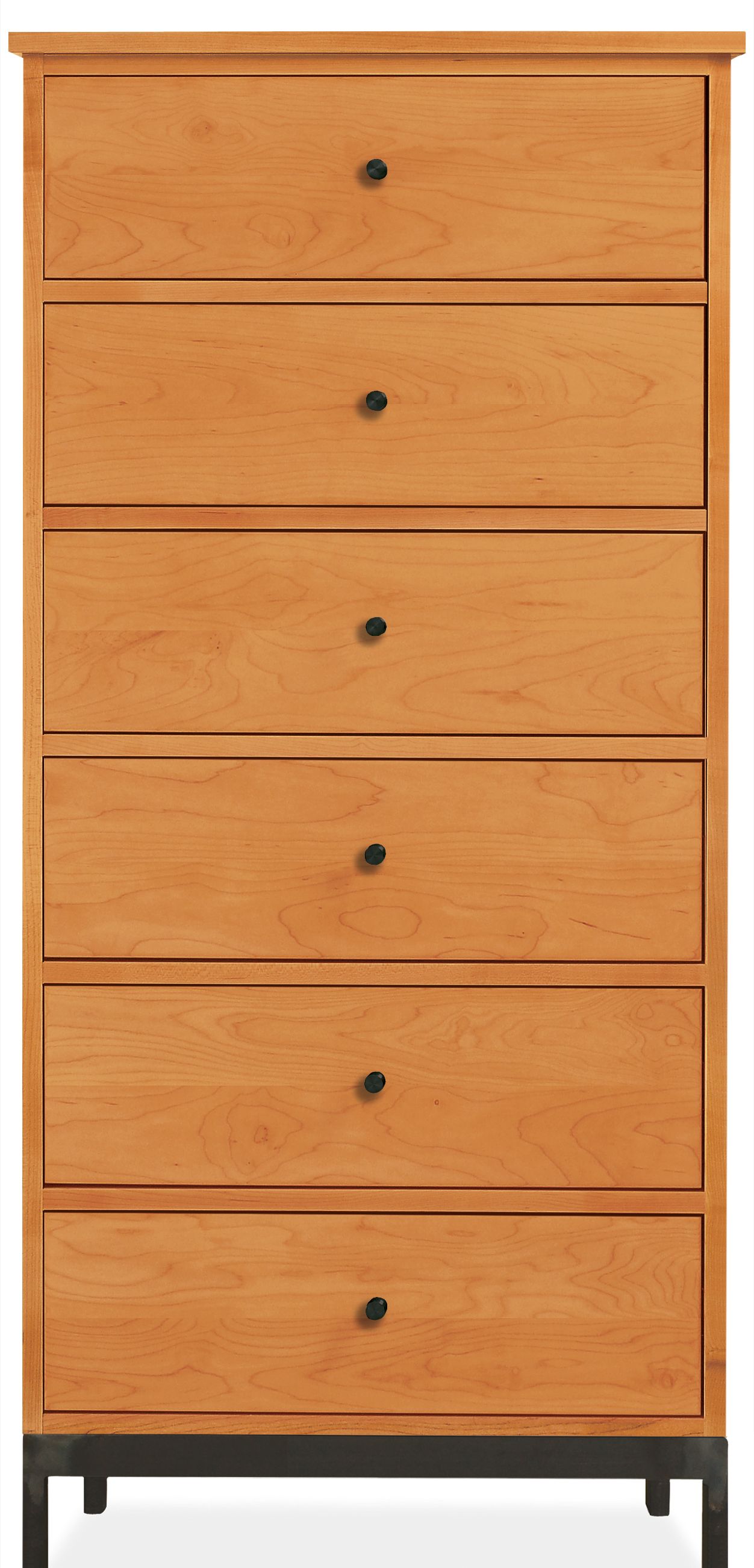 Linear 26w 20d 56h Six-Drawer Dresser in Cherry w/Natural Steel Base & Knobs