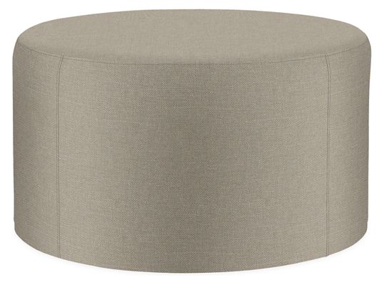 Aero 27 diam 15h Round Ottoman in Sumner Cement - Ottomans - Living ...
