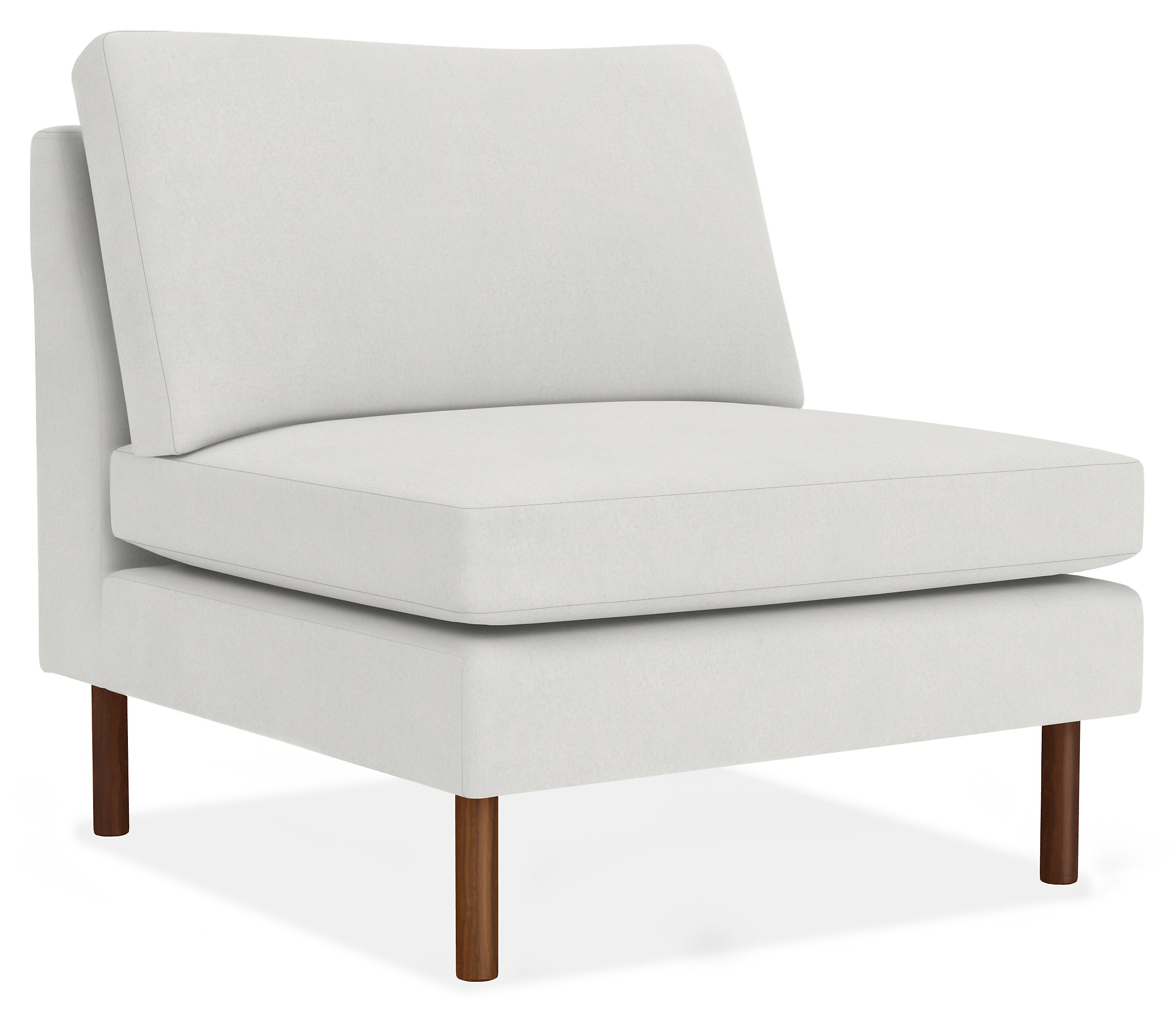 Jasper 32" Armless Chair in View White with Round Walnut Legs