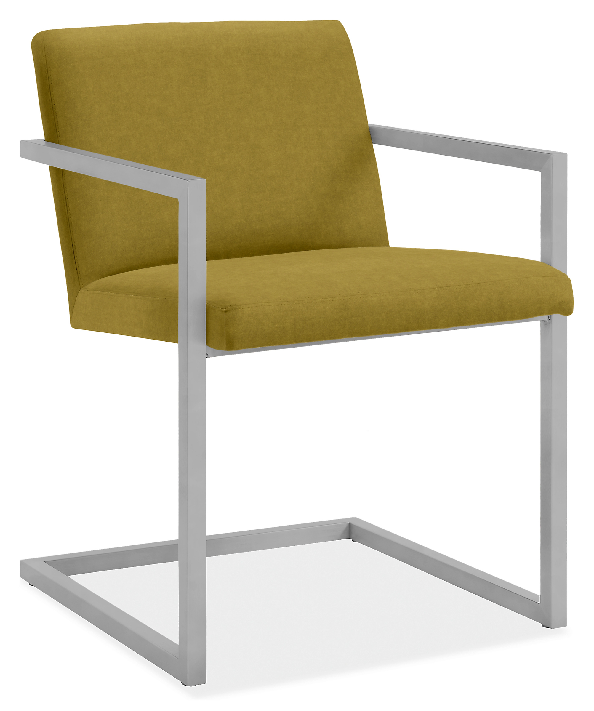 Lira Arm Chair in Vance Mustard with Stainless Steel Frame