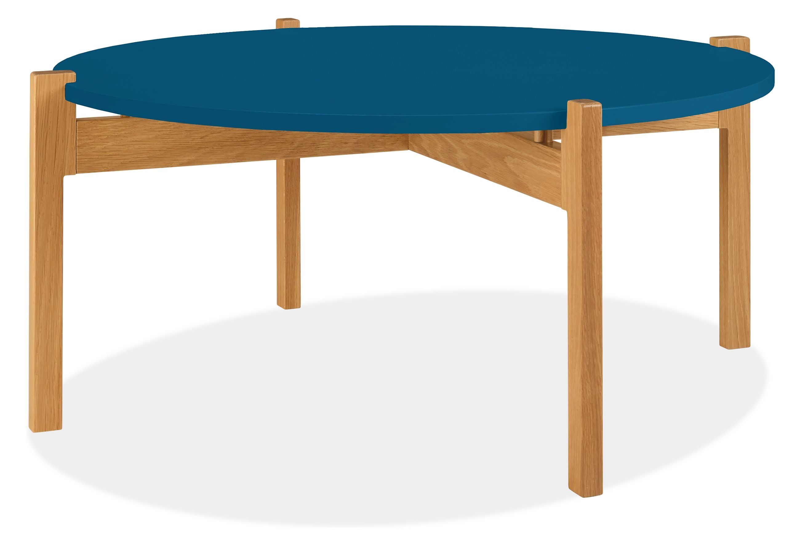 Kavala 39 diam 16h Round Coffee Table in White Oak with Sapphire Top
