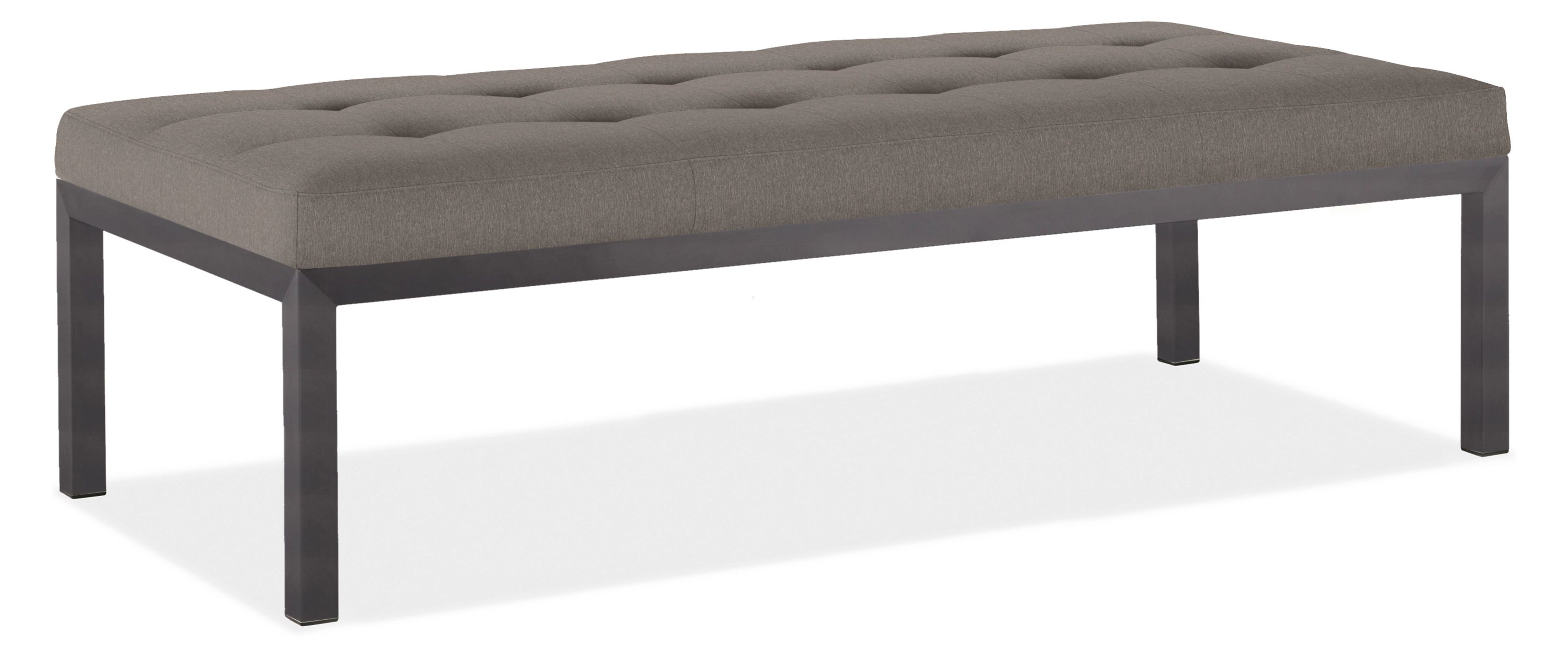 Ravella 56w 24d 16h Bench in FLint Grey Fabric with Natural Steel Base