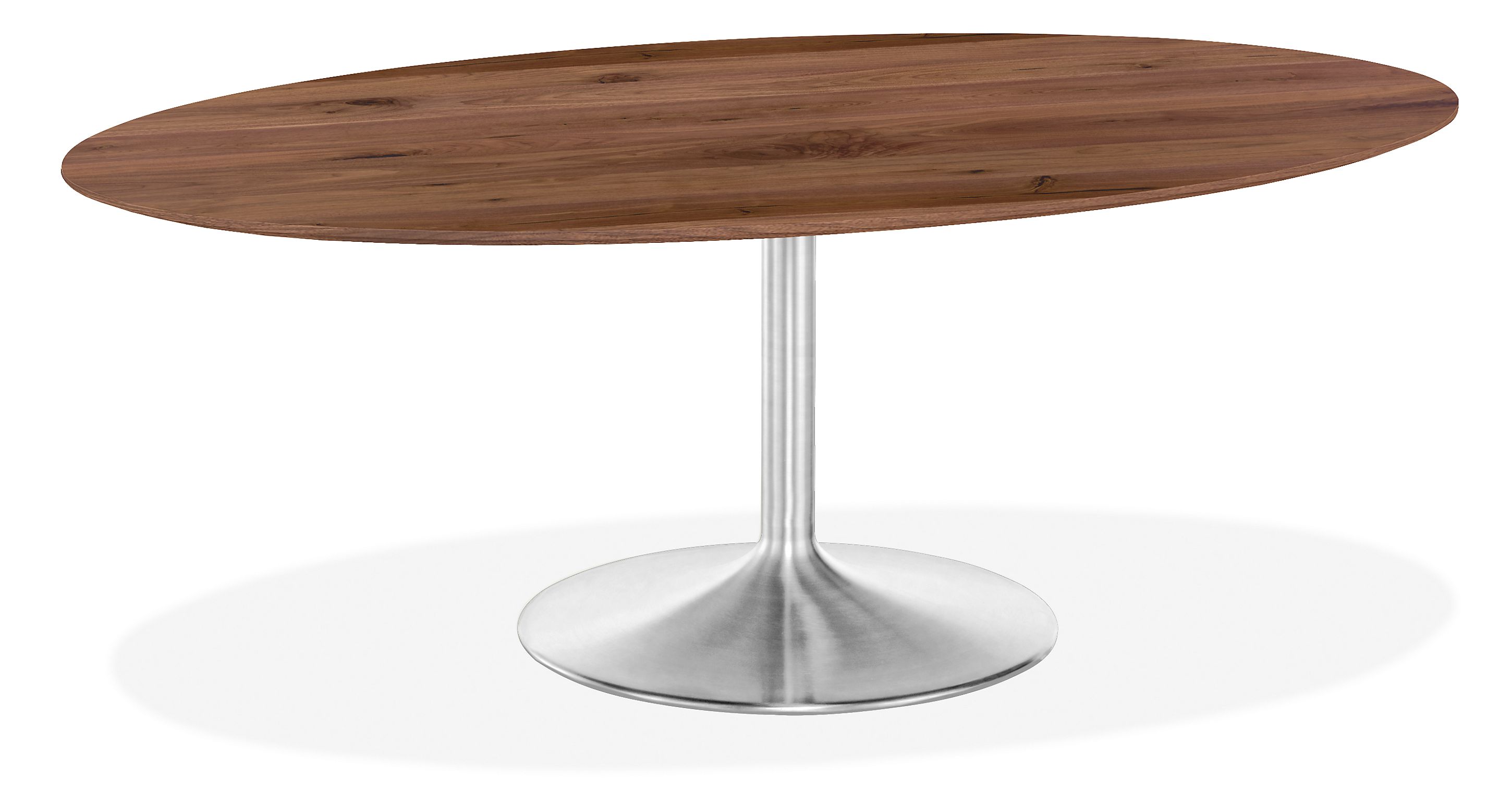 Aria 78w 48d Oval Dining Table w/Knotted Walnut Top & Stainless Steel