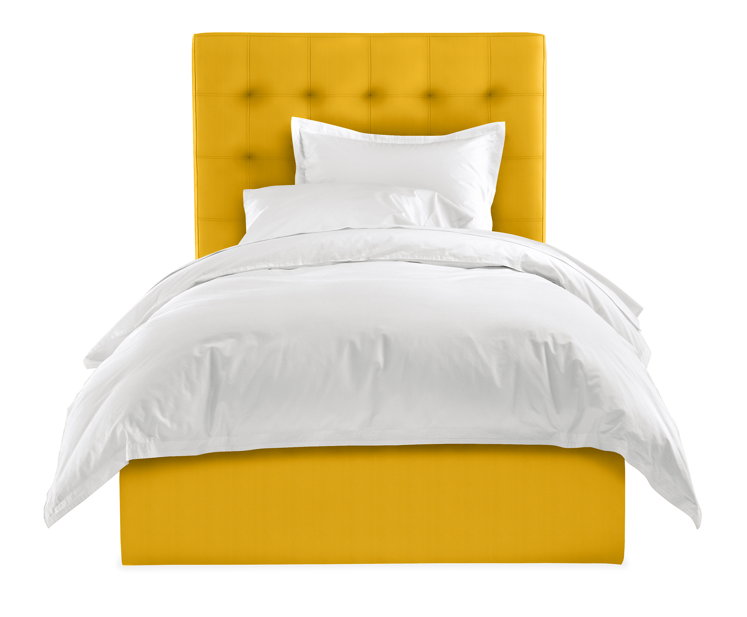 Avery Twin Low Headboard Bed in Sunbrella Canvas Yellow