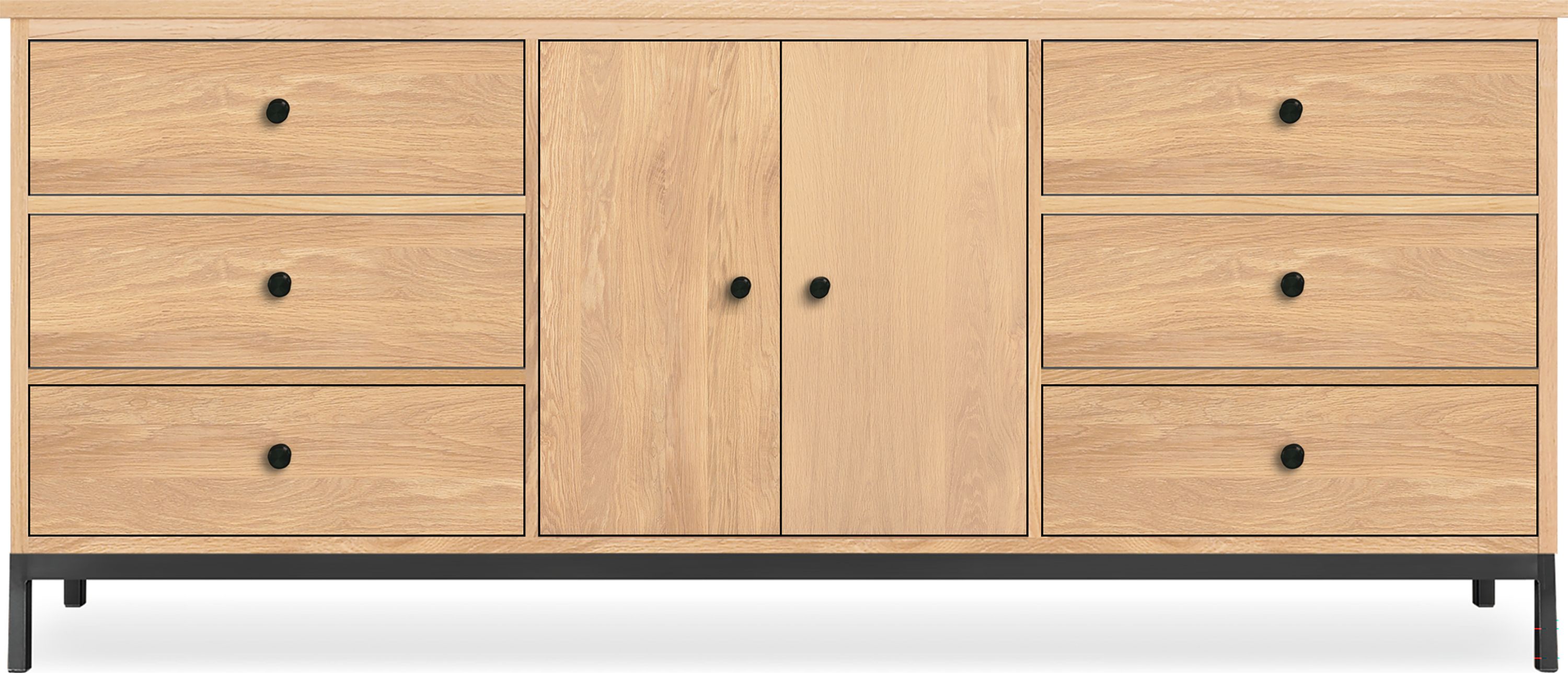 Linear 74w 16d 32h Cabinet in Salt with Natural Steel Base