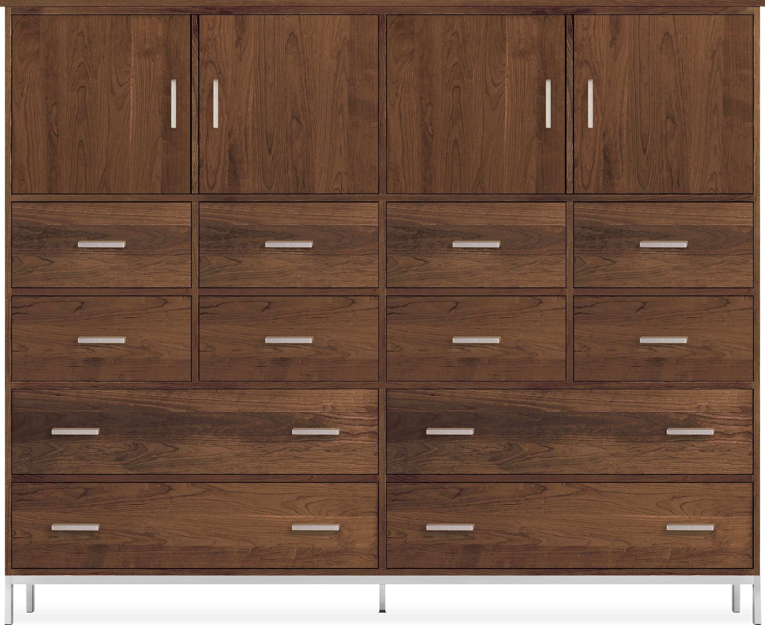 Linear 78w 16d 65h Cabinet in Walnut with Stainless Steel