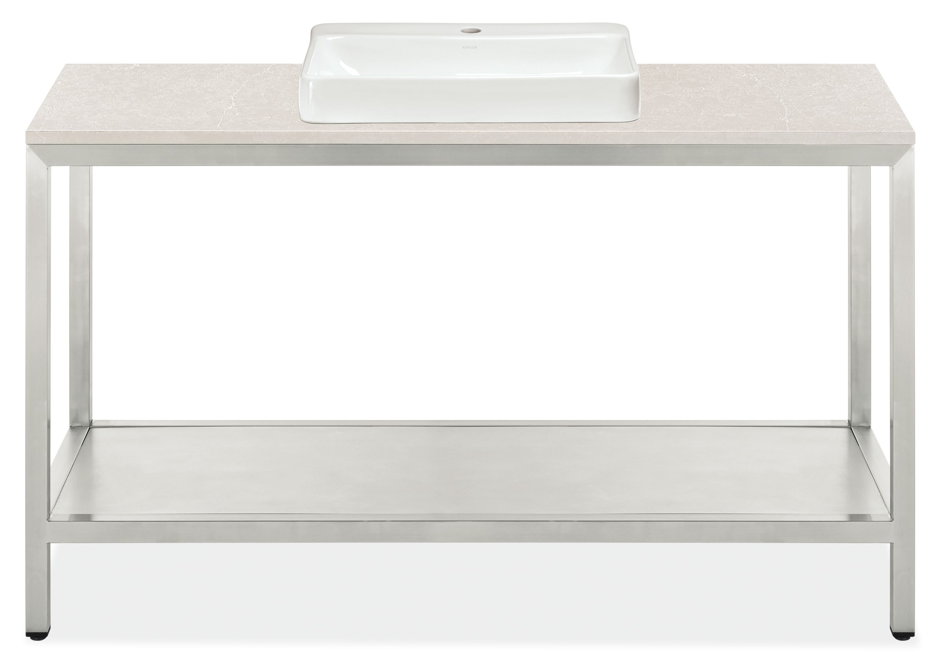Parsons 60w 21.75d 37.25h Vanity in SS w/Light Grey Top & 1-Hole Vox Vessel Sink
