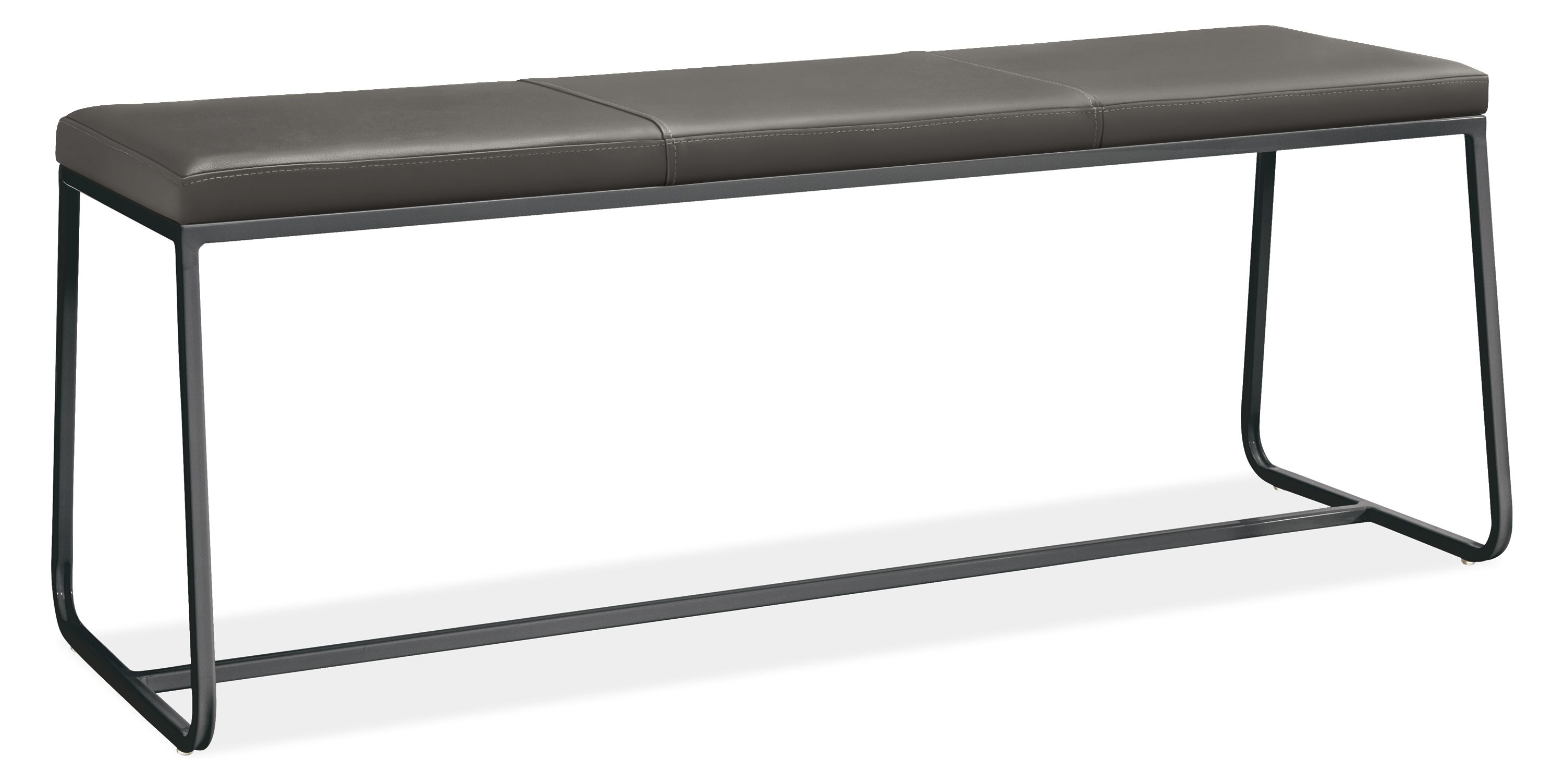 Collins 48w 17d 18h Bench in Pistel Grey Leather with Graphite Frame