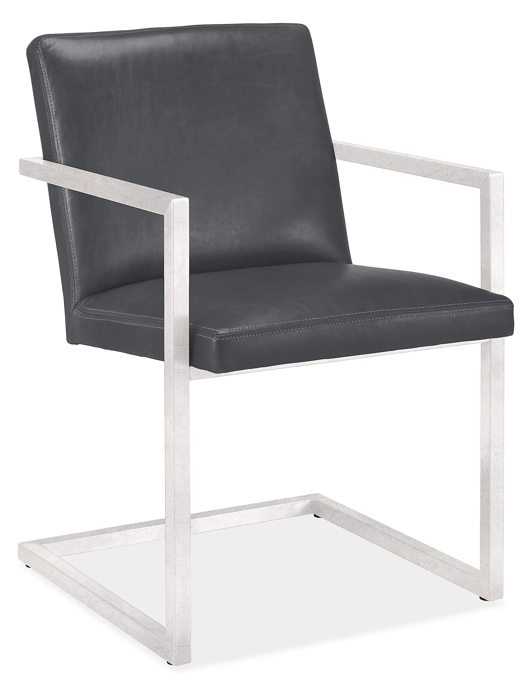 Lira Arm Chair in Lecco Smoke Leather with Stainless Steel