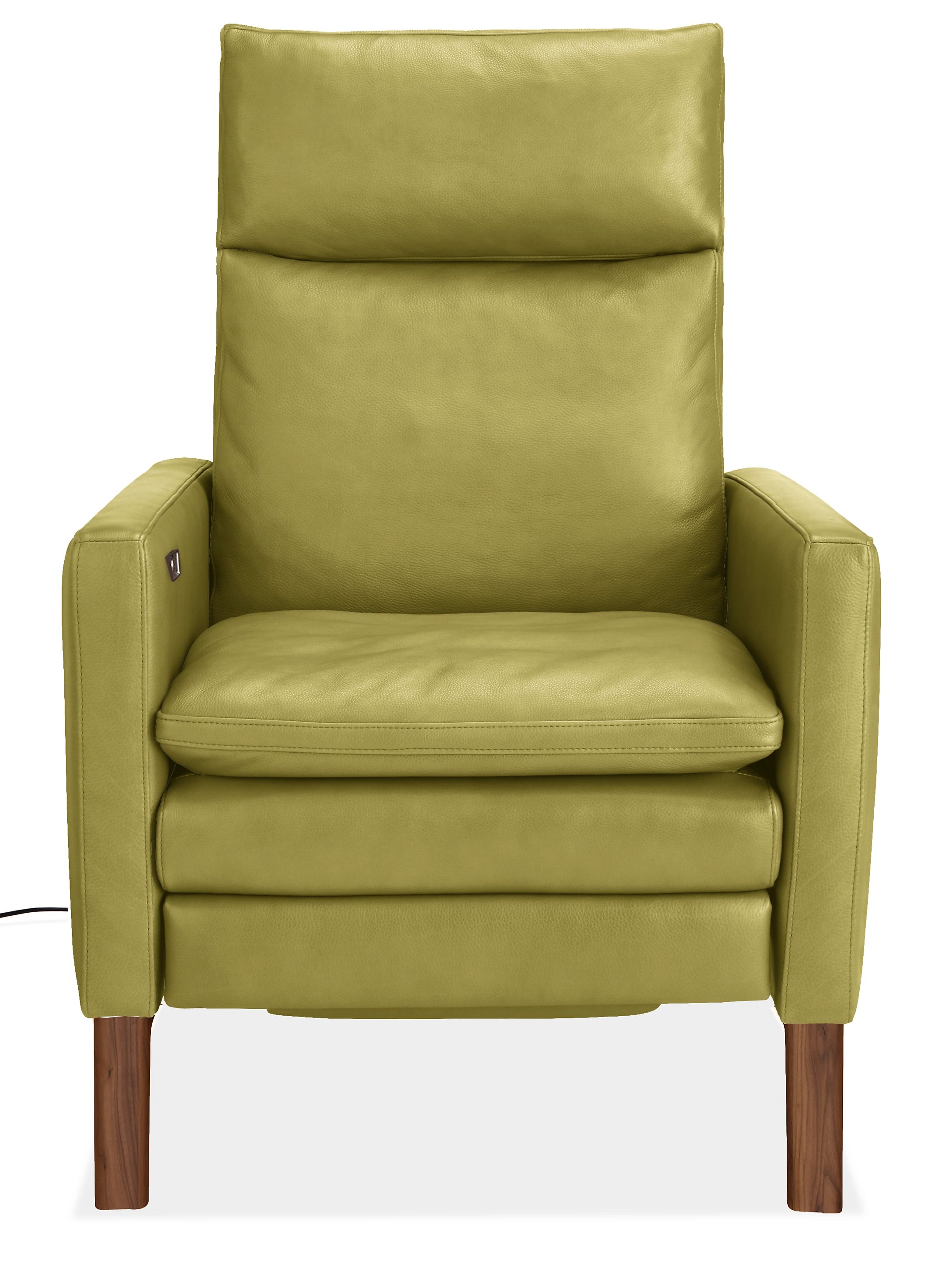 Isaac Power Recliner Thin-Arm in Vento Moss Leather with Walnut Base