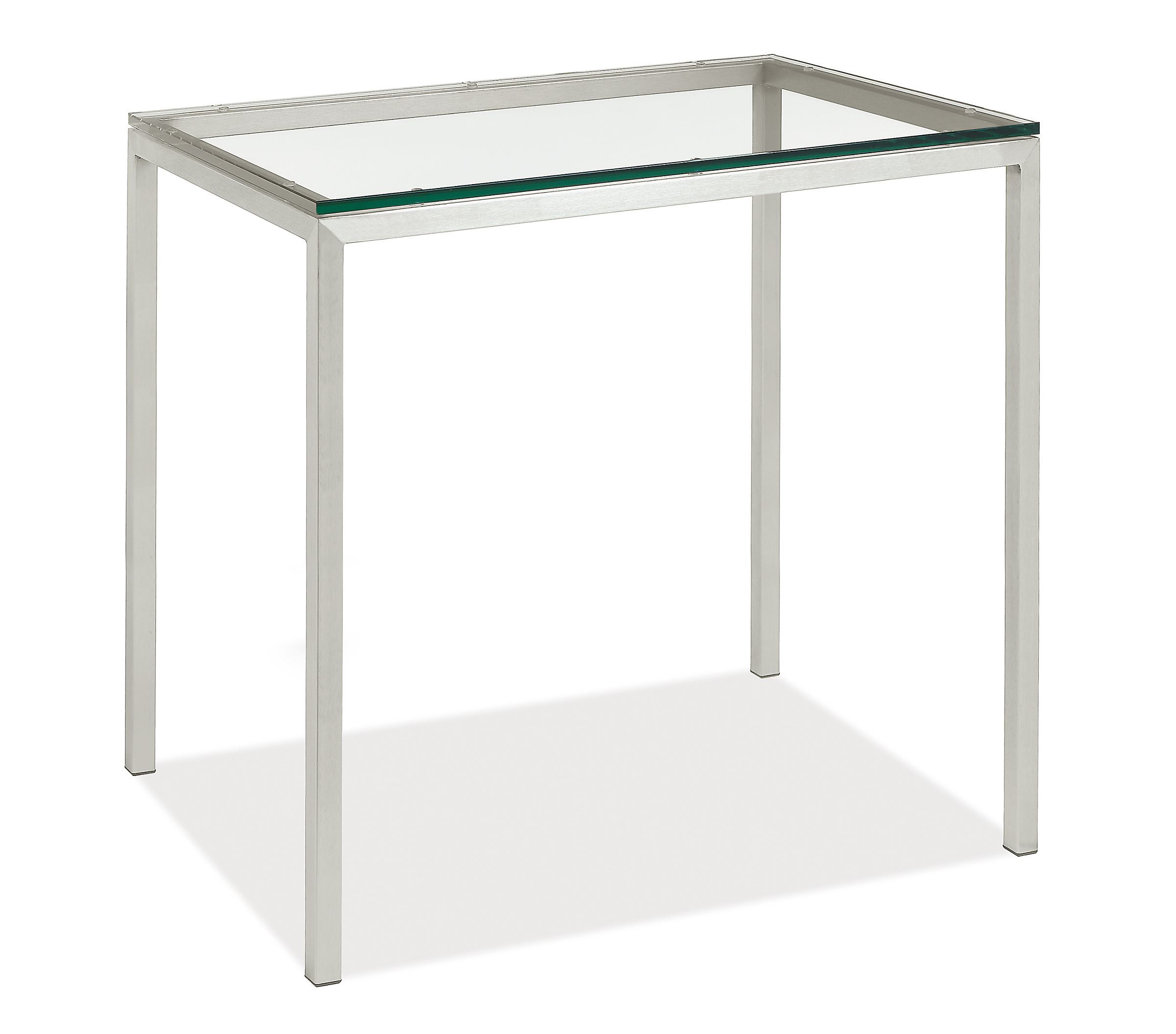 Parsons 34w 14d 30h Console Table in 1" Stainless Steel w/Tempered Clear Glass
