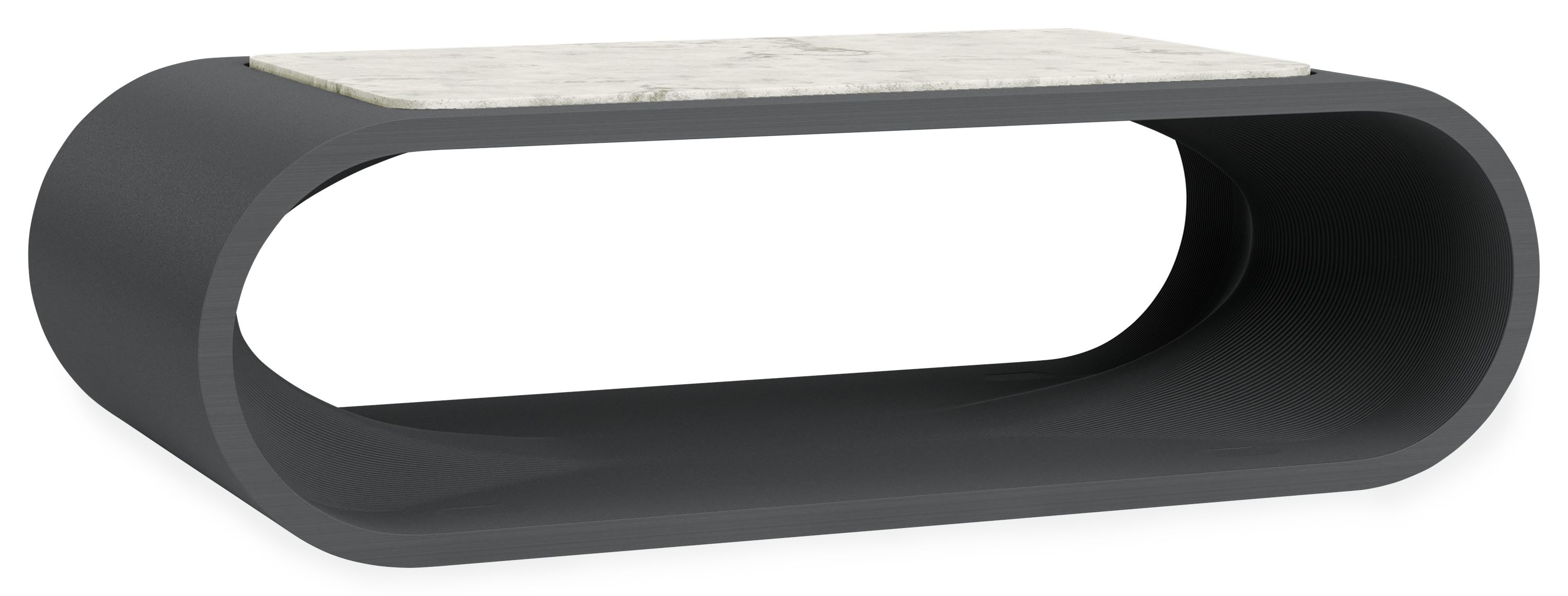 Tangent 48w 24d 15h Outdoor Coffee Table in Grey w/Marbled White Top