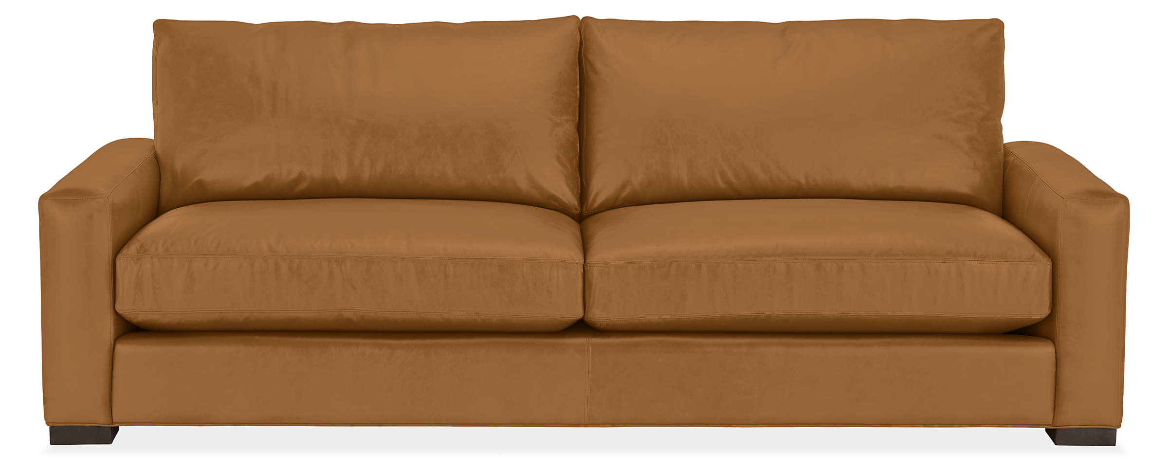 Metro Deep 98" Sofa in Urbino Camel Leather with Charcoal Legs