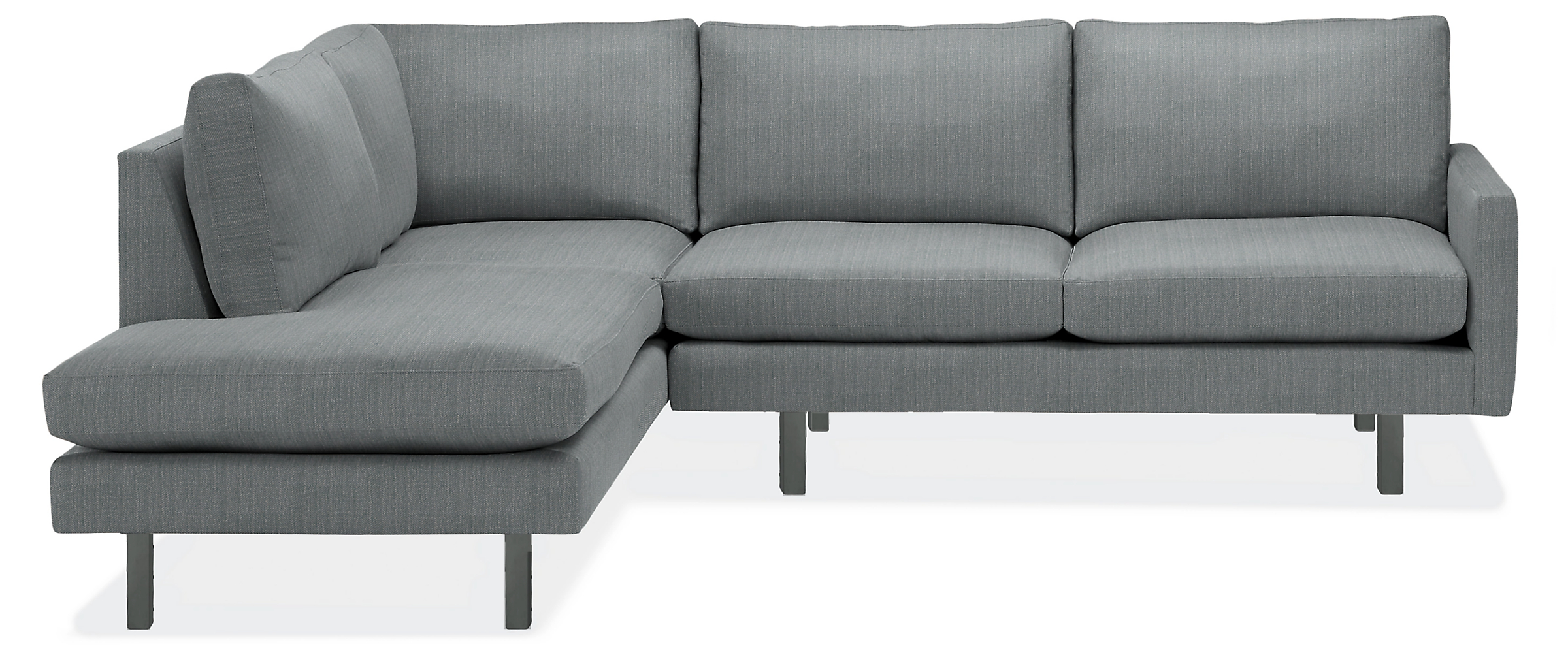 Jasper 103x87" Sofa with Left-Corner Chaise in Frond Slate with Graphite Legs