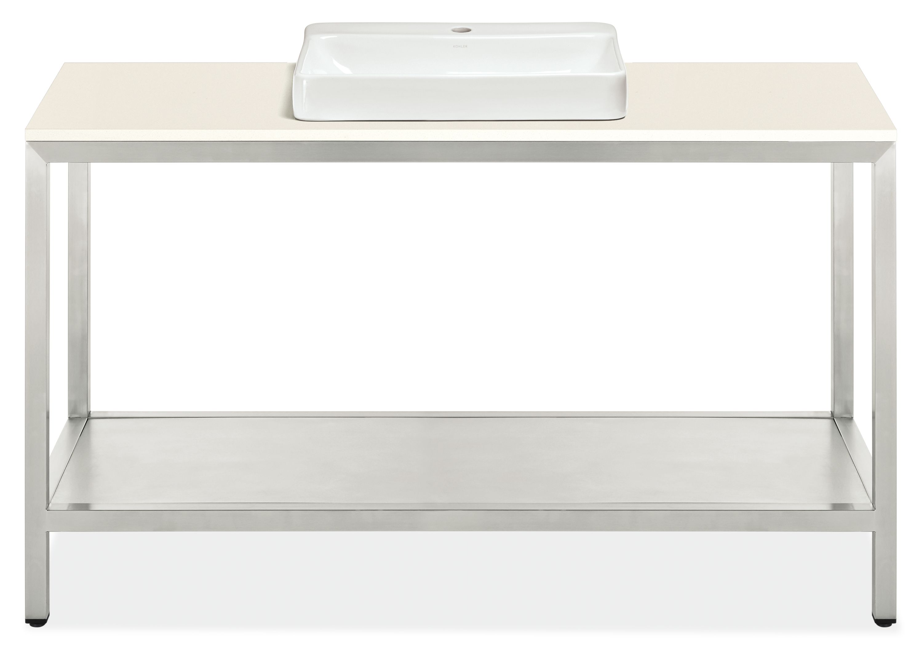 Parsons 60w 21.75d 37.25h Vanity in SS w/White Top & 1-Hole Vox Vessel Sink