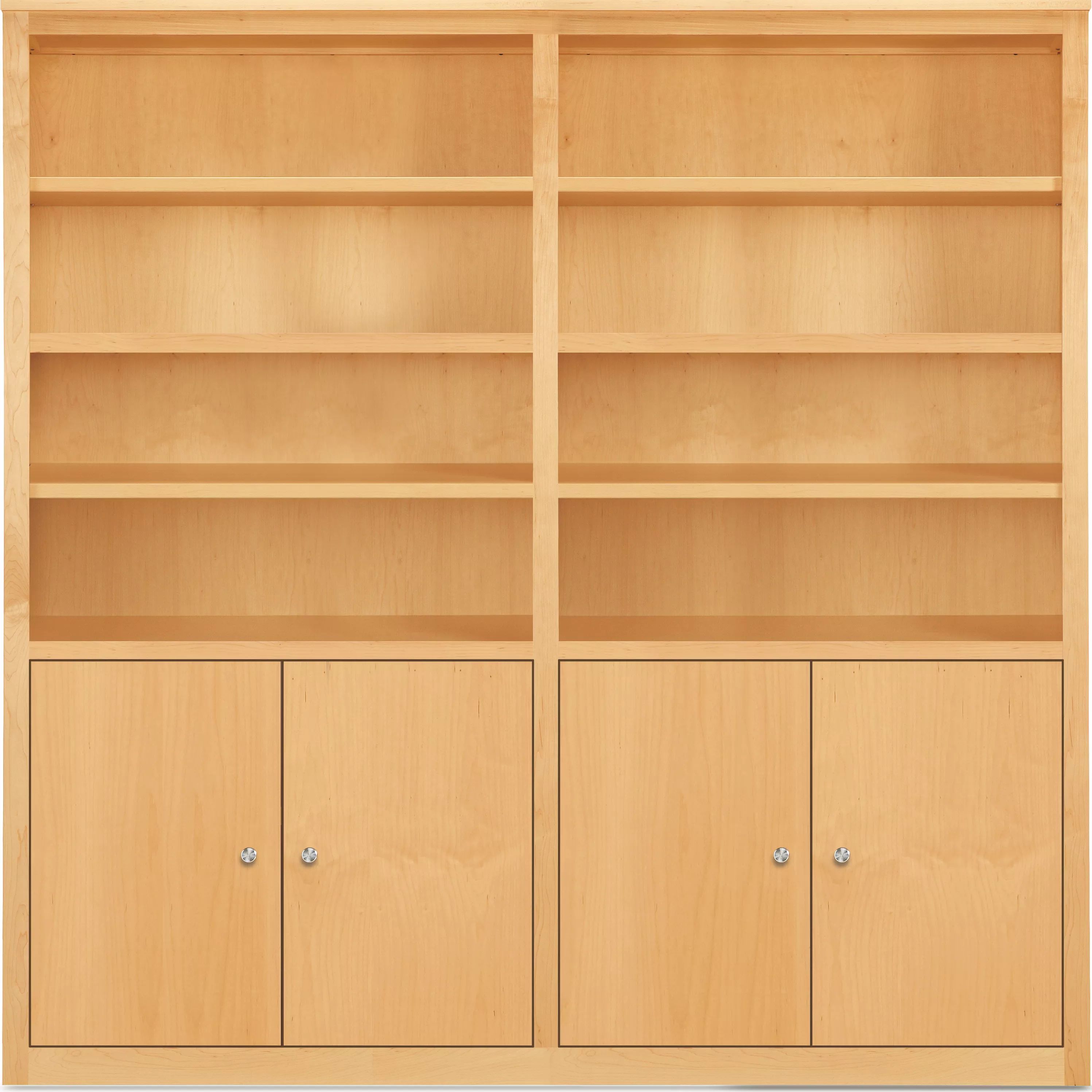 Woodwind 67w 12d 72h Bookcase w/Doors in Maple with Stainless Steel Knobs