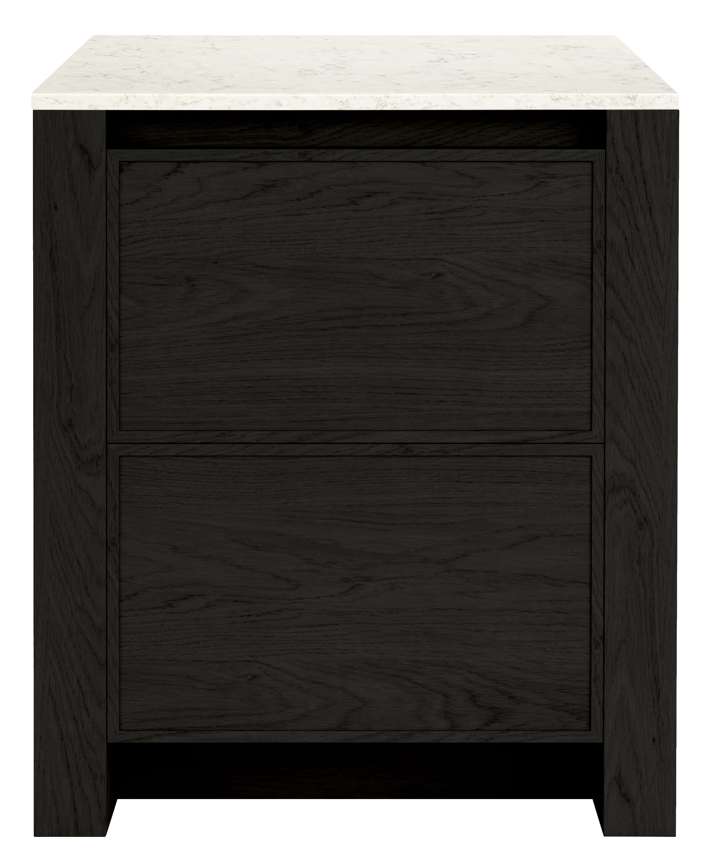 Amherst 20w 20d 25h Two-Drawer Nightstand in Charcoal w/Quartz Marbled White Top