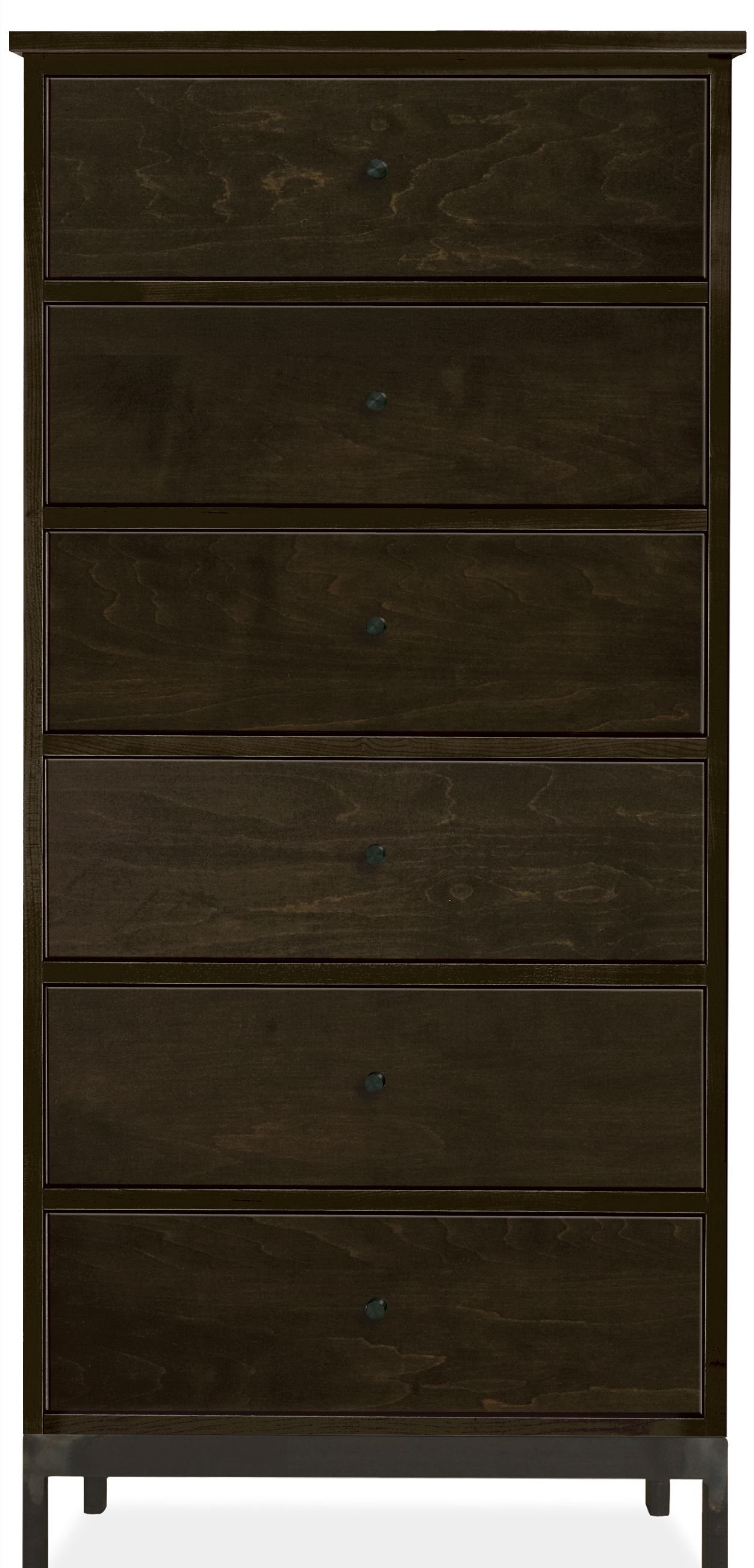 Linear 26w 20d 56h Six-Drawer Dresser in Charcoal w/Natural Steel Base & Knobs