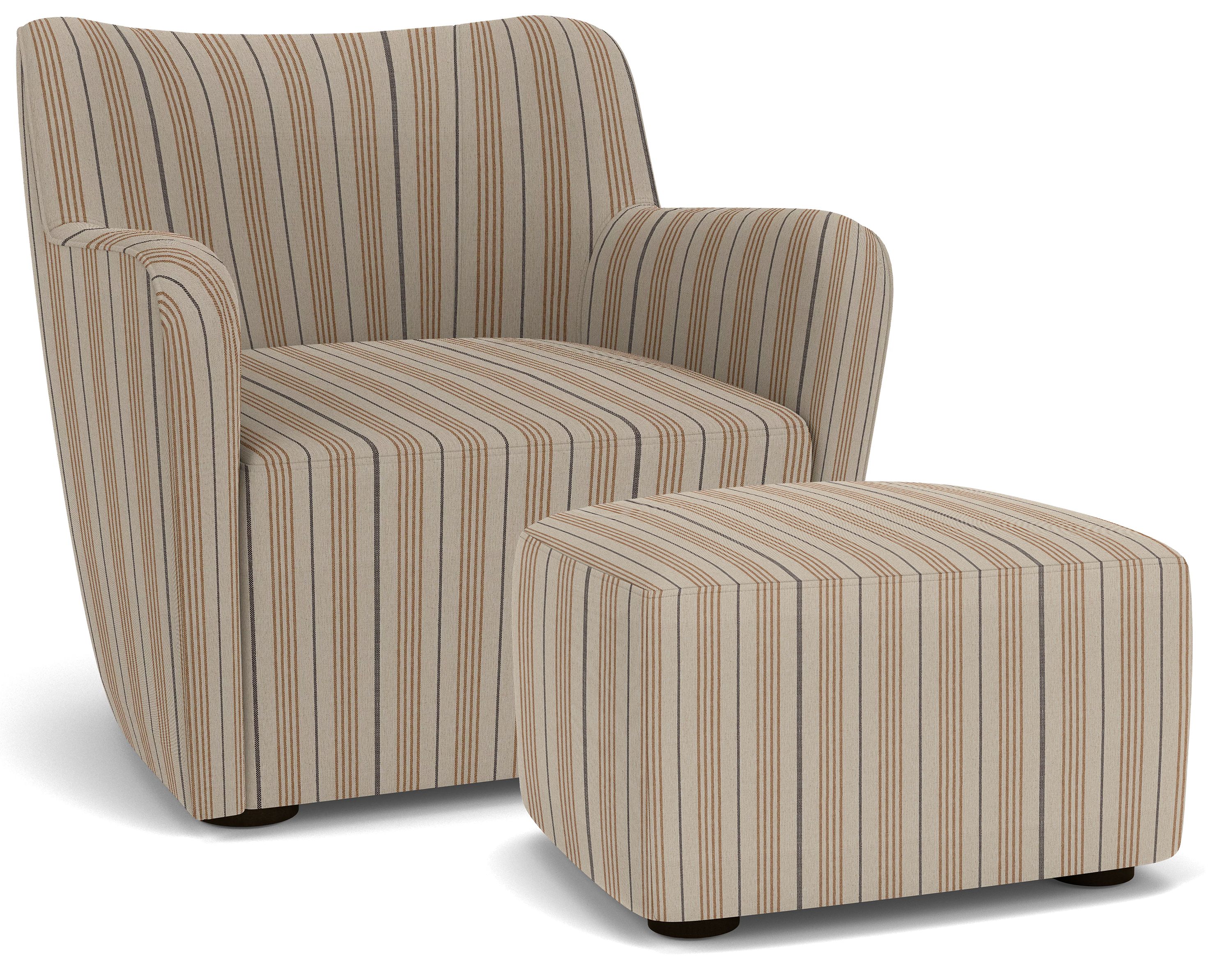 Lily Chair & 26w 22d 15h Ottoman in Prescott Natural w/Charcoal Legs