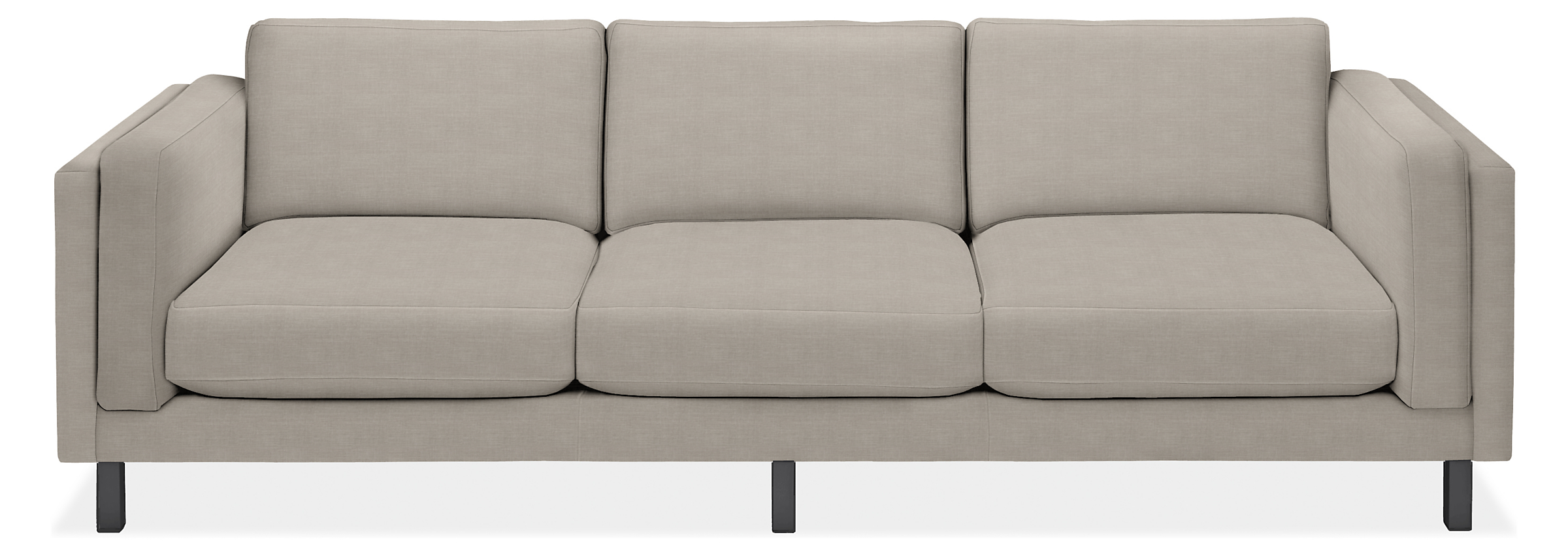 Cade 101" Three-Cushion Sofa in Mori Cement with Natural Steel Legs