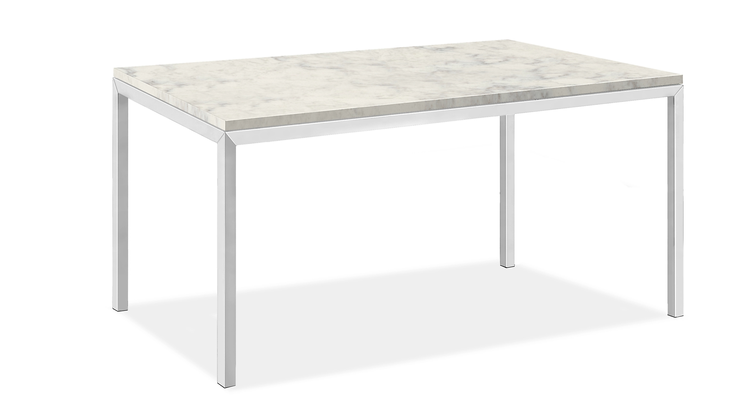Parsons 56w 48d 31h Dining Table in 1.5" Stainless Steel w/Marbled White Quartz