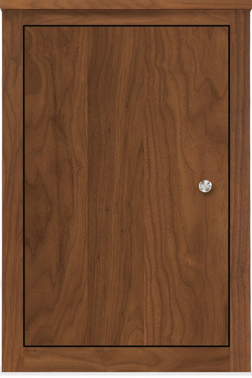 Woodwind 14w 12d 30h Bookcase w/Door in Walnut with Stainless Steel Knob