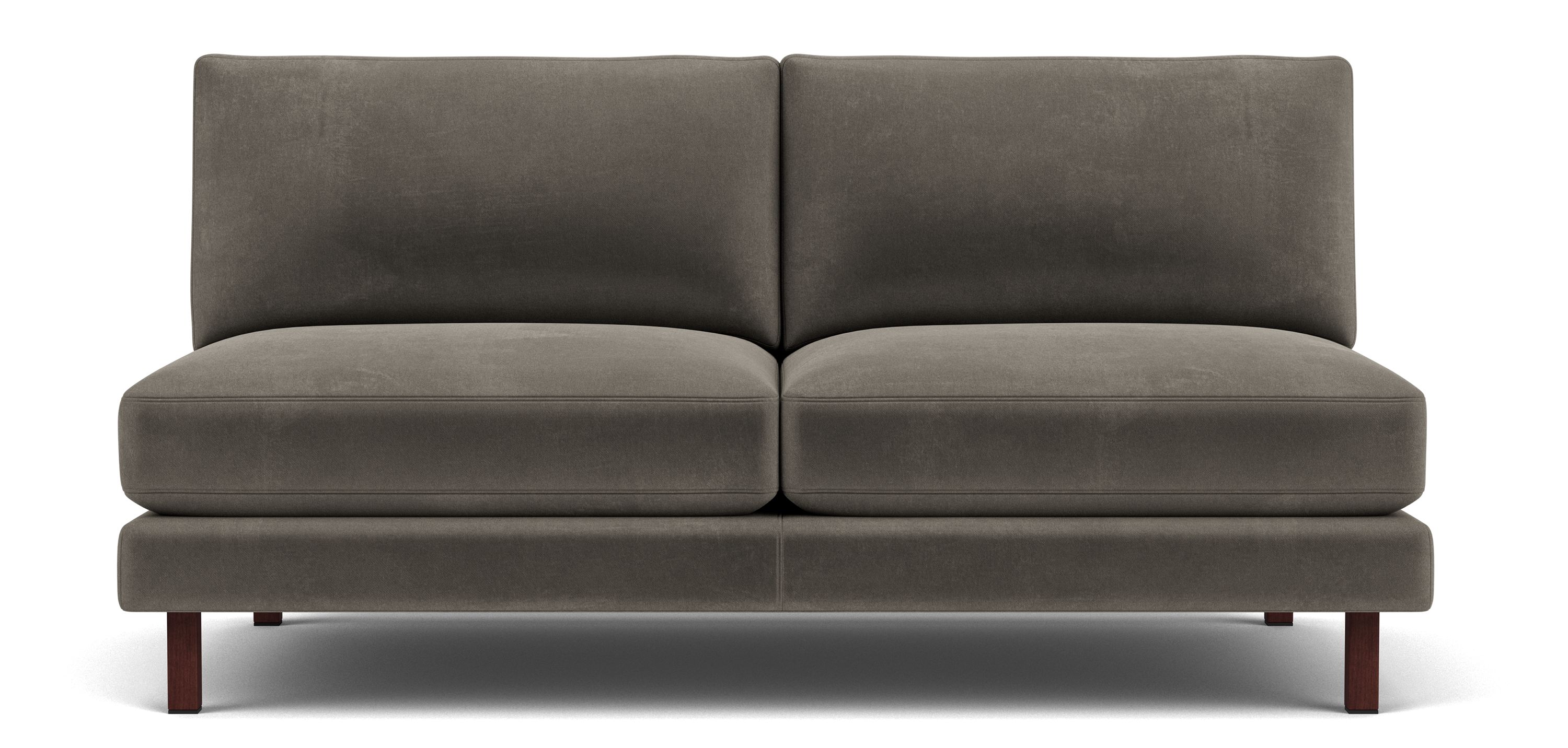 Cade 64" Armless Loveseat in Banks Charcoal w/Cognac Legs