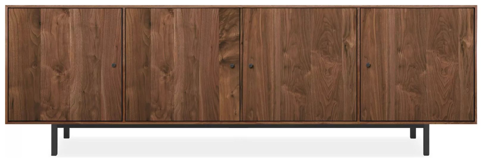 Hudson 86w 16d 28h Cabinet in Walnut with Natural Steel Base