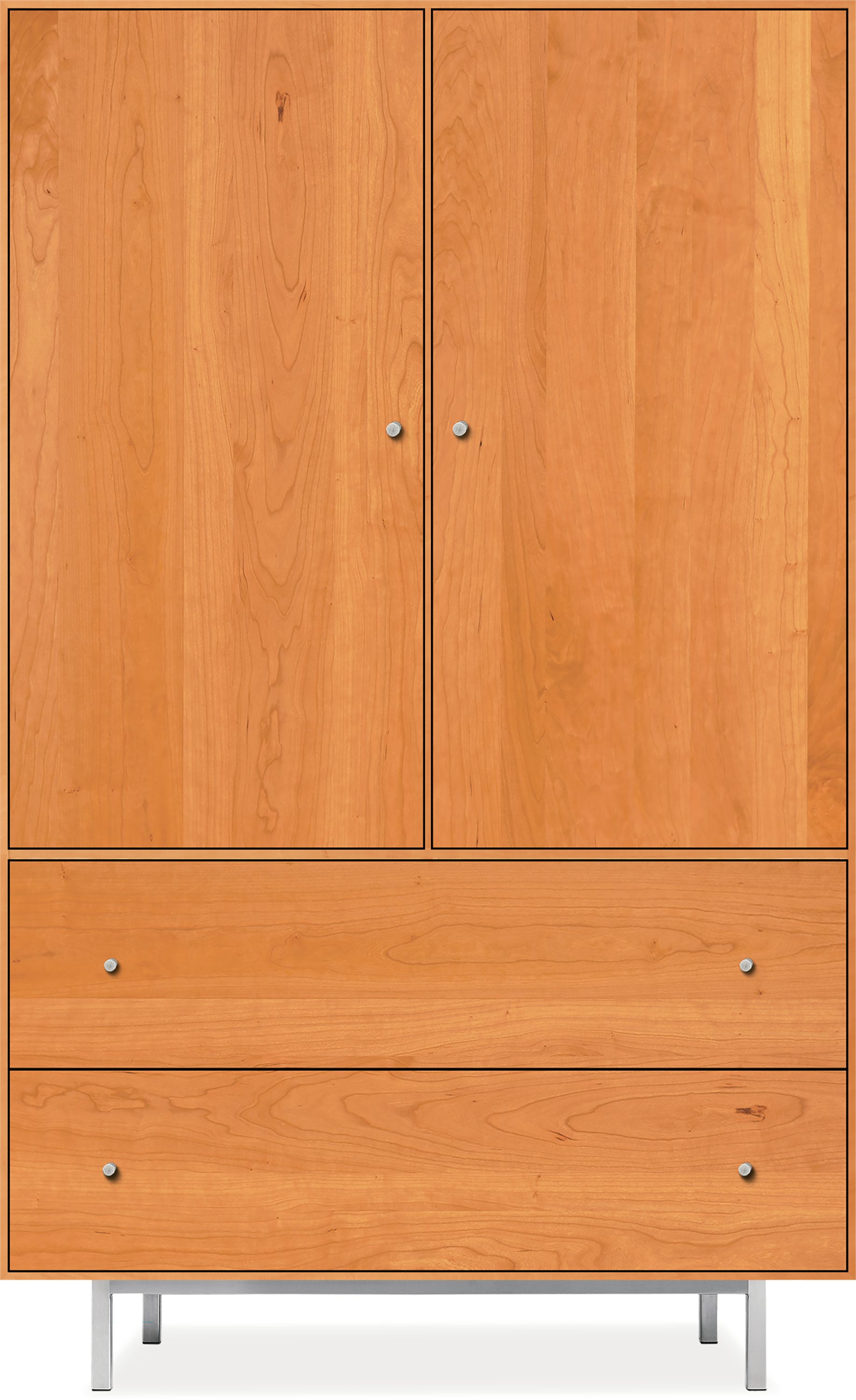 Hudson 44w 16d 71h Cabinet in Cherry with Stainless Steel Base