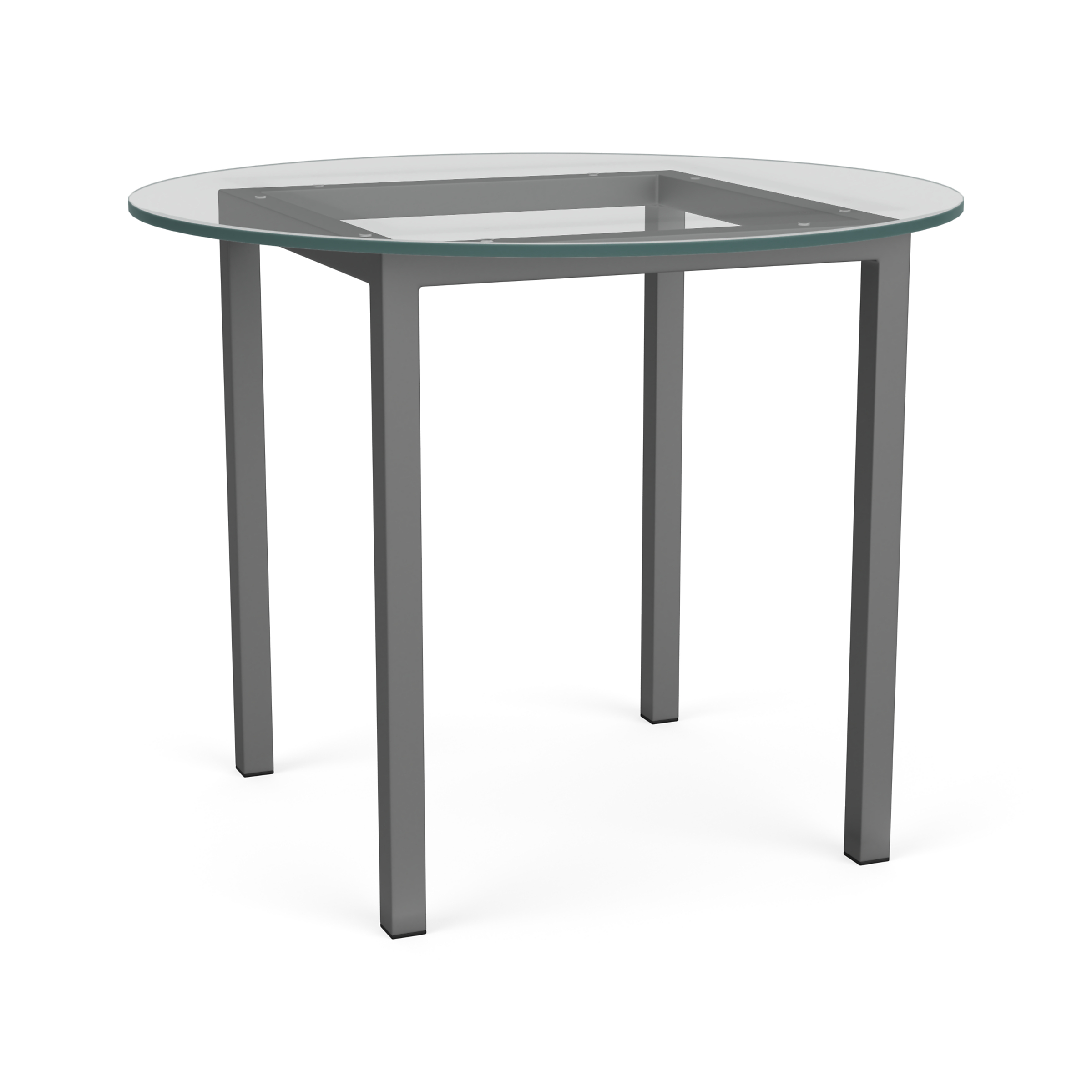 Parsons 36 diam 1.5" Outdoor Table in Graphite with Clear Glass Top