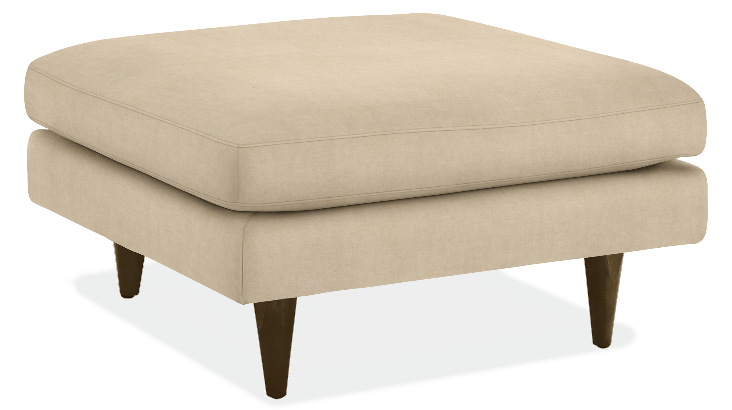 Jasper 36w 36d 19h Square Ottoman in View Wheat with Tapered Charcoal Legs